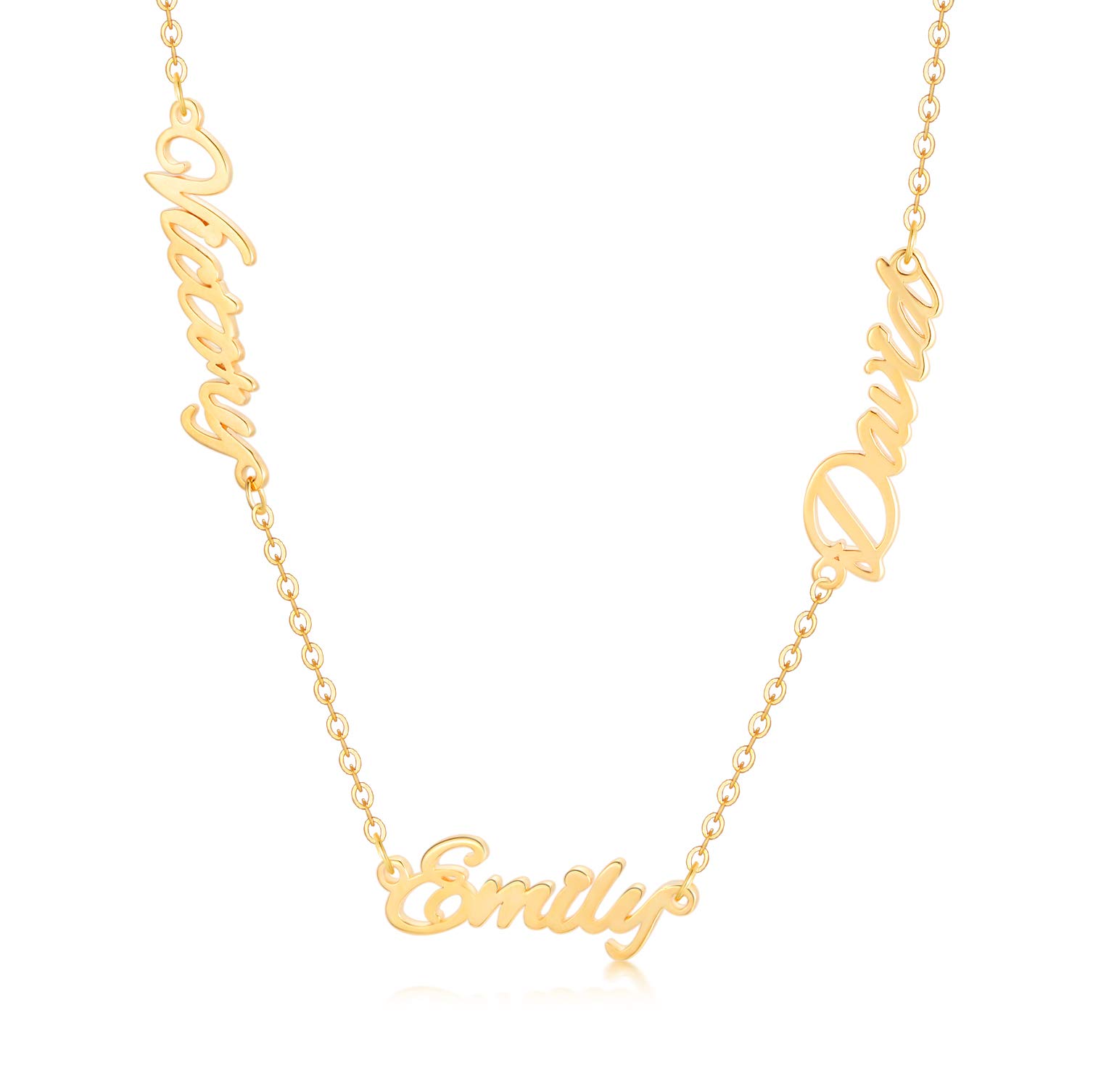 14K Solid Gold Personalized Name Necklace - Custom 1, 2, 3 or More Names Chain Necklace for Women & Girls | Perfect Birthday, Anniversary, Valentine's Day Gift | Elegant Jewelry for Everyday Wear & Special Occasions