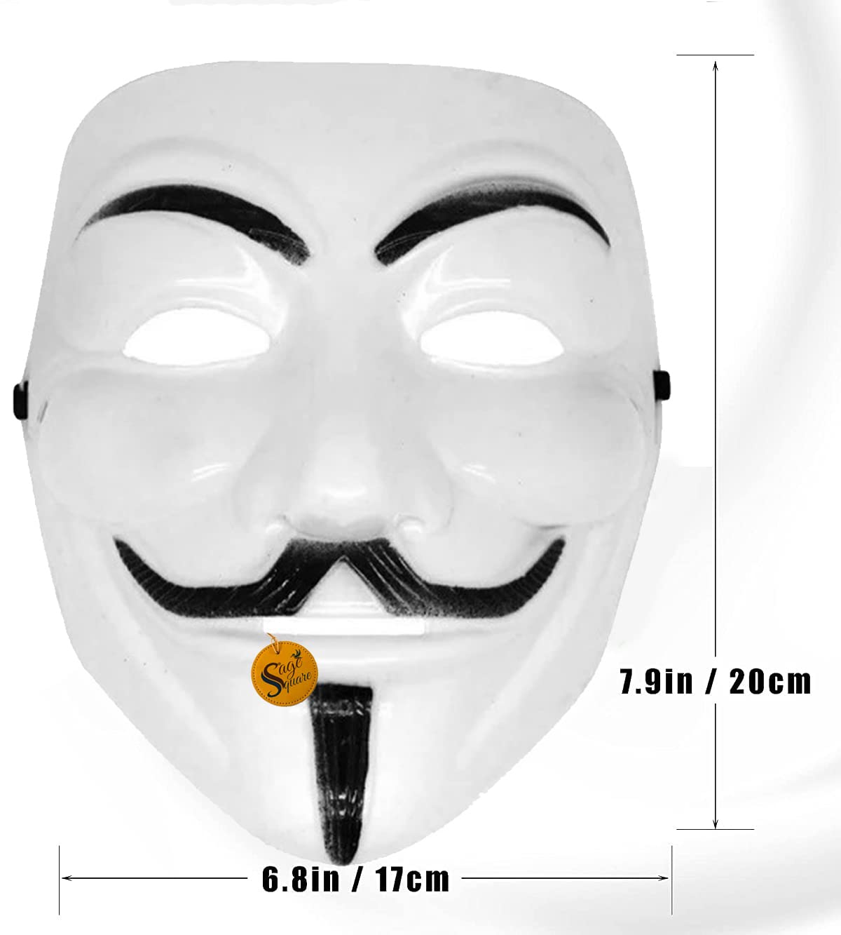 V for Vendetta Anonymous VIP Edition Sage Square White Face Mask - Perfect Fit Cosplay, Halloween Costume, Protest Accessory (Set of 3) | Fawkes Mask Inspired by Movie