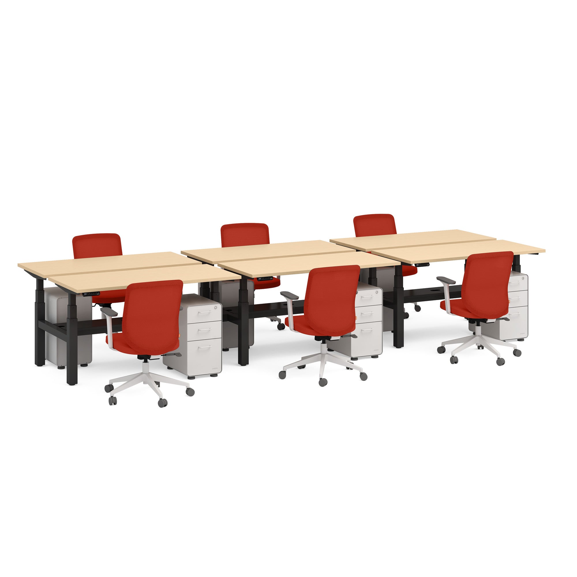 Adjustable Height Double Desk for 6 - Series L Ergonomic Office Workstation for Home & Office - Perfect for Shared Workspaces & Collaborative Environments