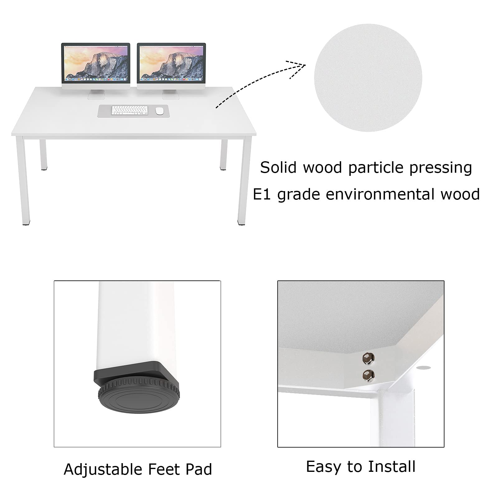 SogesGame 63-inch White Computer Desk - Home Office Desk, Study Writing Table, Workstation for Gaming & Remote Work | Perfect for Small Spaces & Modern Workspaces