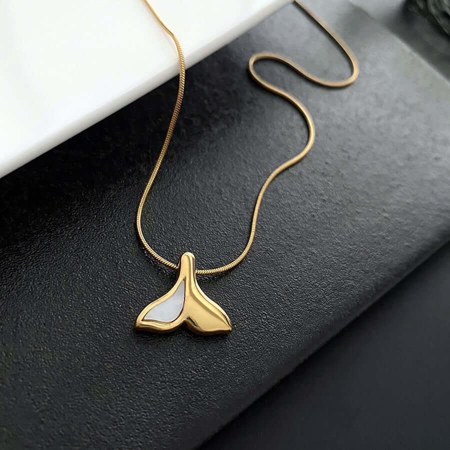 EDGY Whale Tail Two Tone Pendant Necklace | Sterling Silver & Gold Plated Jewelry for Women | Perfect for Beach Parties, Boho Fashion & Layered Necklace Styling