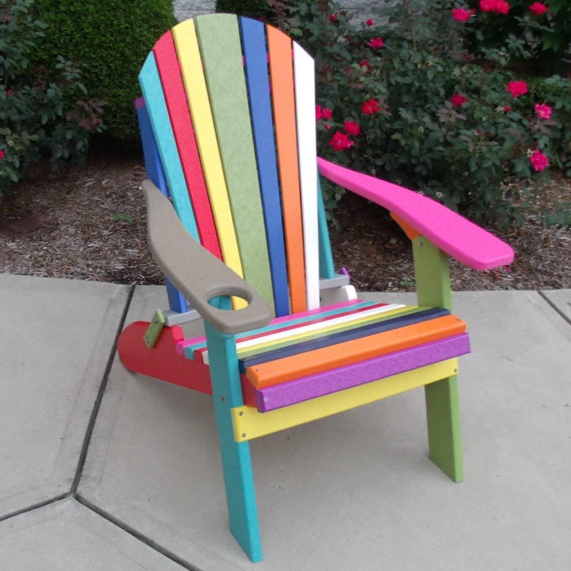 Poly Folding Adirondack Chair - Lightweight & Durable Outdoor Furniture for Patio, Garden, Poolside & Beach | Confetti Color | Furniture Barn USA