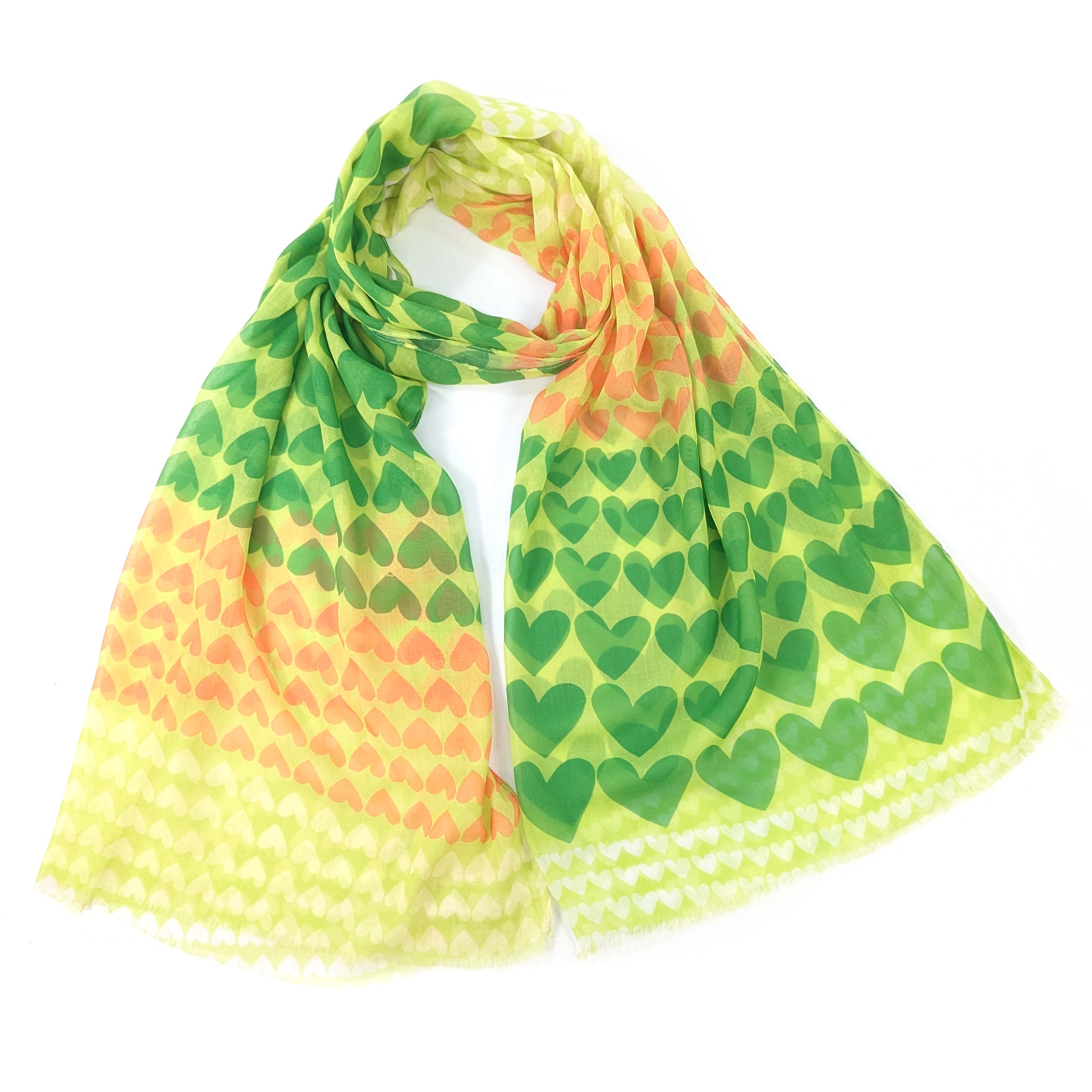 Gradient Heart Scarf - Soft & Stylish Lemon Grass Color (50x180cm) - Perfect for Winter Fashion, Gift Giving & Outdoor Activities