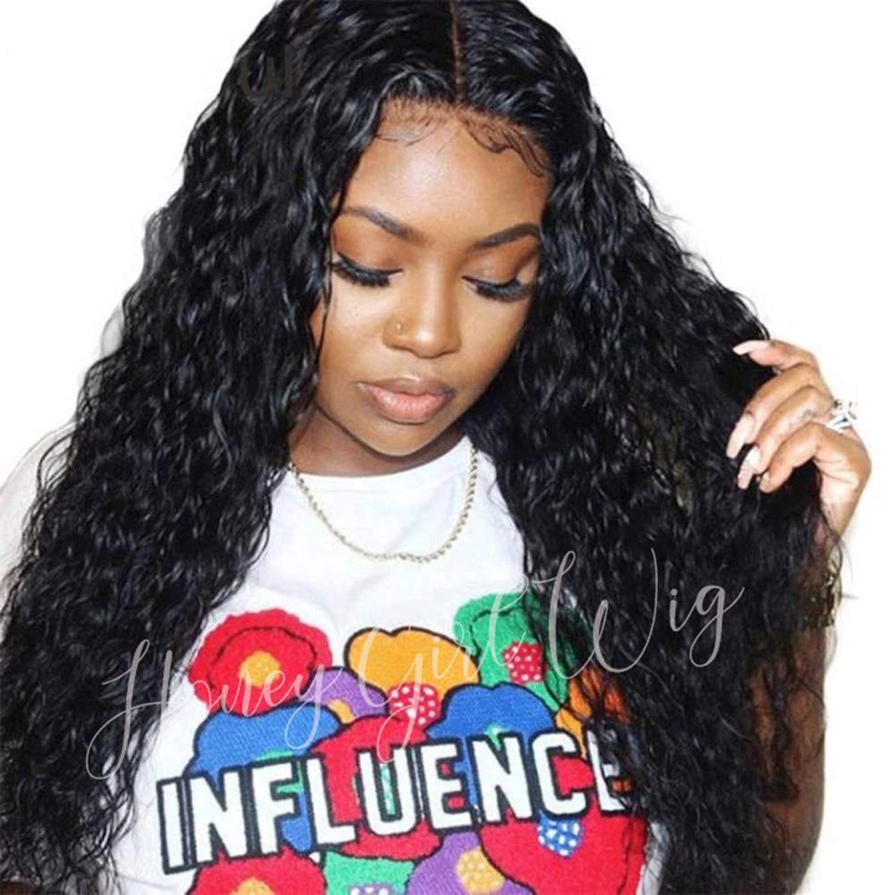 360 Lace Wigs Pre Plucked 10A Brazilian Human Hair Wig - Curly 150% Density Wavy Wig for Black Women with Baby Hair | Water Wave Frontal Wigs for Updo & High Ponytail | 12