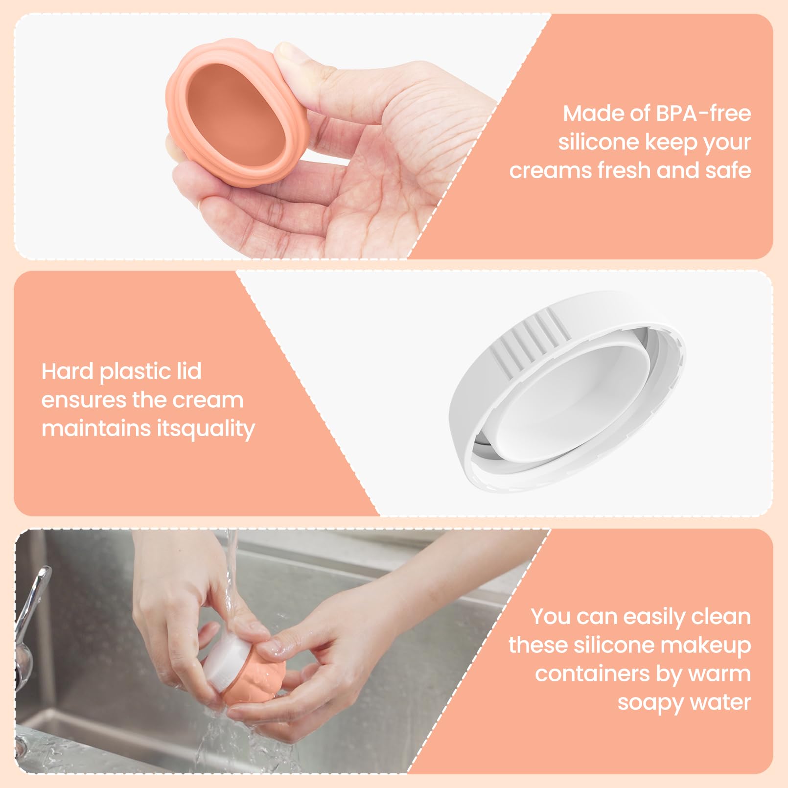 **TSA Approved 1oz Leak Proof Silicone Travel Containers for Toiletries - Mini Travel Jars with Lids for Creams, Lotions & Cosmetics - Perfect for Air Travel, Gym, Camping & On-the-Go Essentials**