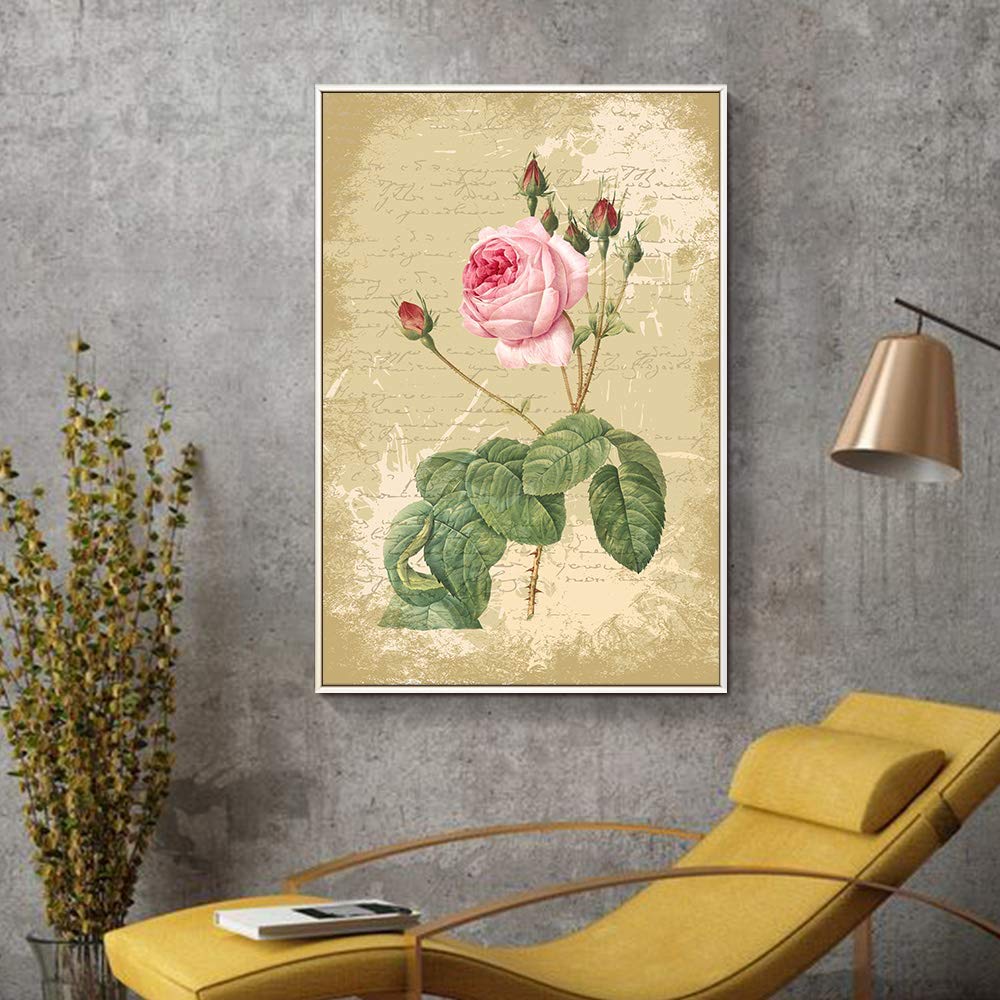 Floating Framed Canvas Wall Art - 24x36 Inch Retro Flower Print for Living Room & Bedroom Decor - Ready to Hang Home Decoration | Perfect for Modern & Vintage Interior Design Styles