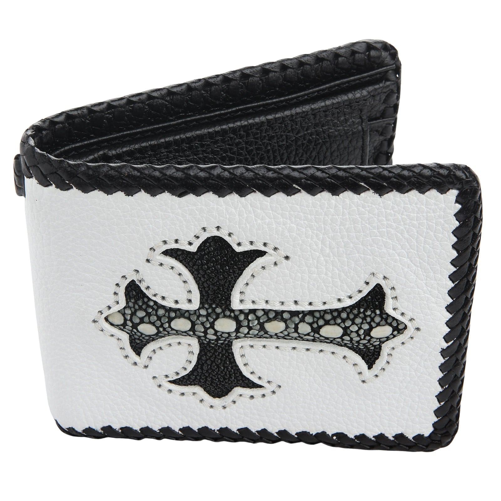 Gothic Style Genuine Leather Biker Wallet for Men - Handcrafted Inlaid Design - Perfect for Motorcycle Riders & Everyday Use