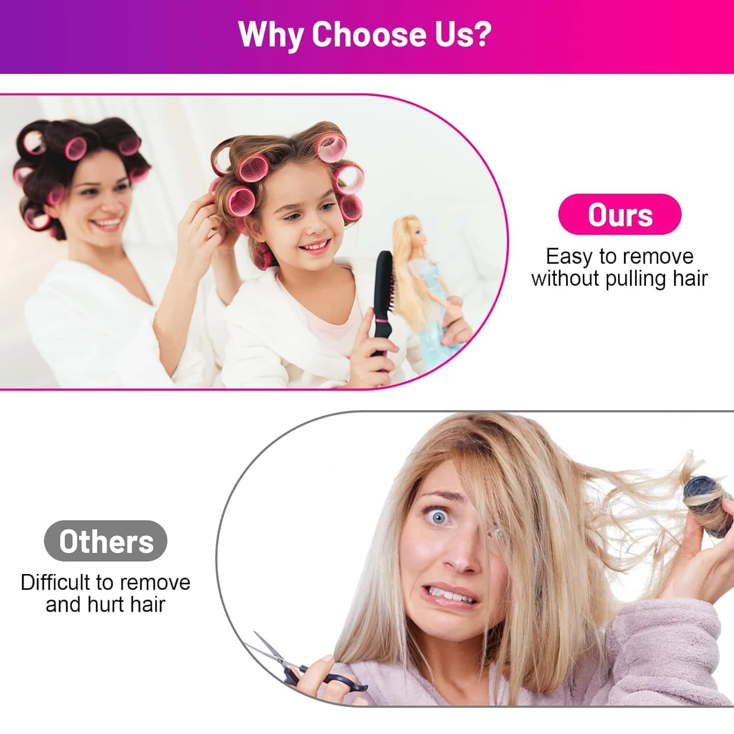 SIYAA 6Pcs Jumbo Self-Grip Hair Rollers Set with Stainless Steel - Perfect for Salon-Quality Curls at Home, Parties & Special Occasions
