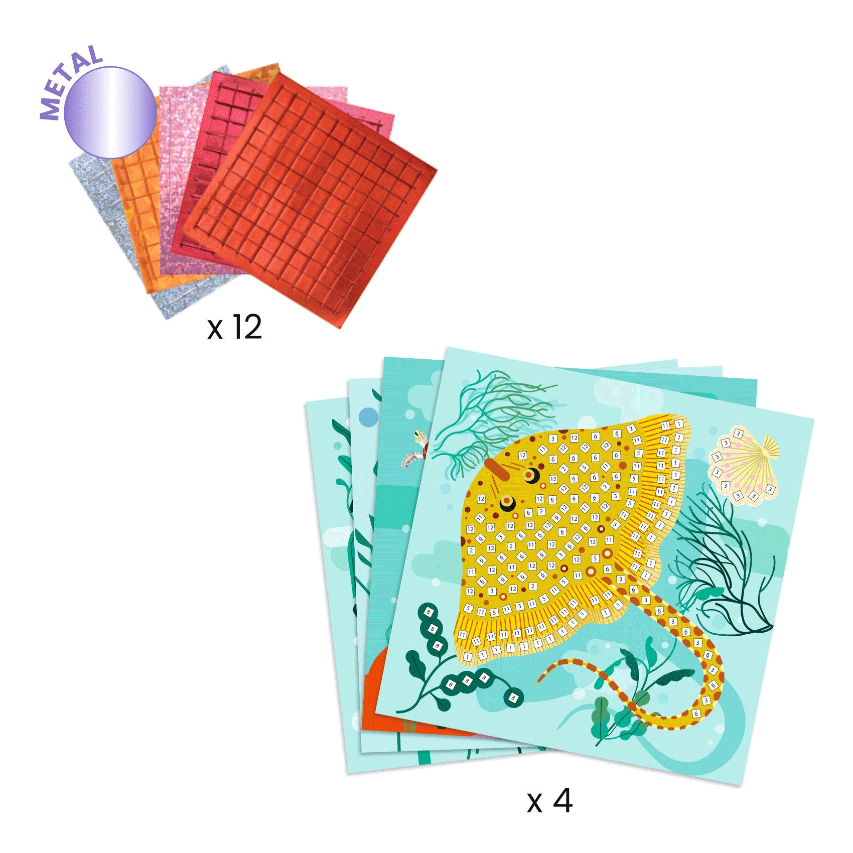 Caribbean Mosaics Art Kit by Djeco - Creative DIY Craft for Kids & Adults - Perfect for Home Decor, Gift Giving & Art Therapy Projects