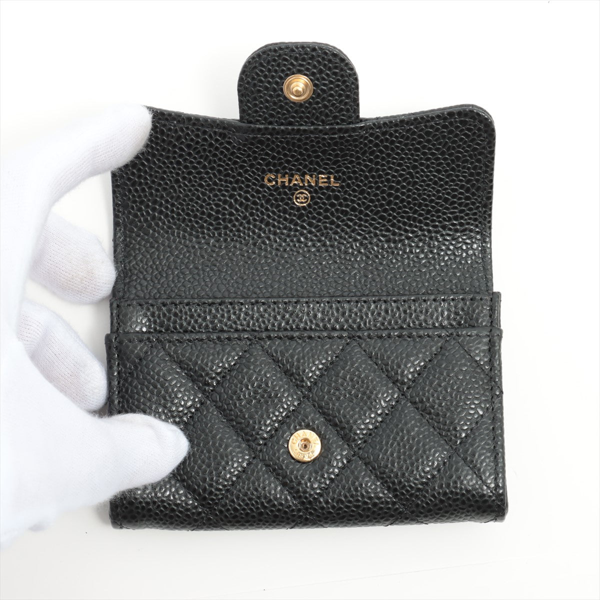 Chanel Caviar Small Black Card Holder Wallet - Genuine Leather Luxury Card Case for Women - Perfect for Everyday Use, Travel & Gifting