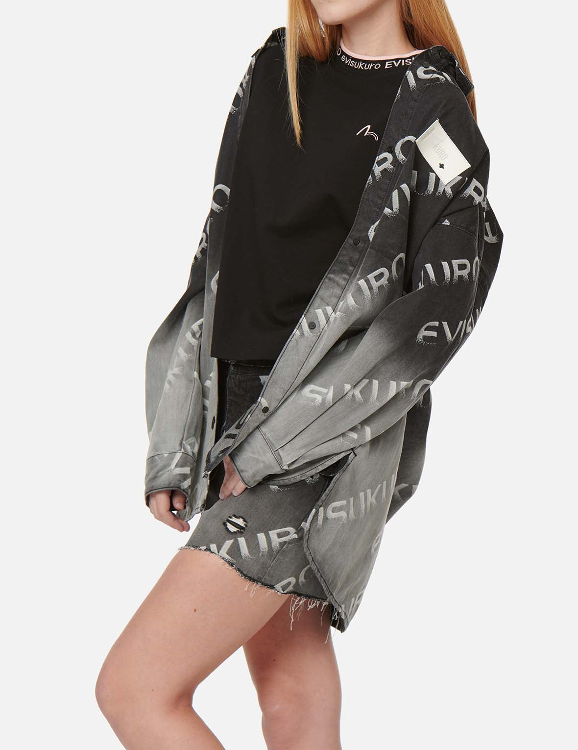 Degraded Oversized Logo Jacquard Shirt Jacket for Men - Trendy Streetwear & Casual Layering Outfits