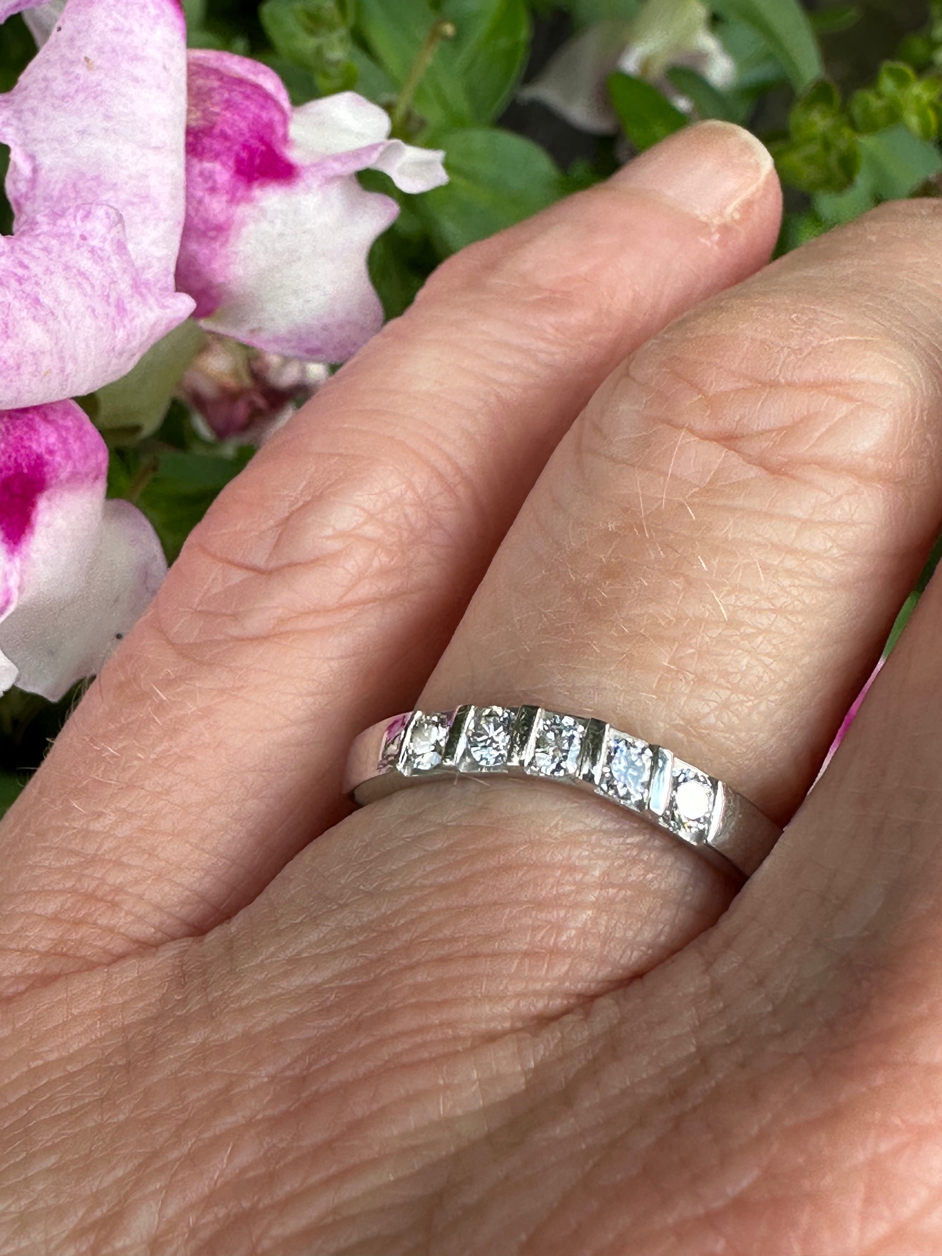 Platinum 5 Bar Diamond Eternity Ring - 0.30ct TWVS for Women, Wedding Band, Anniversary Gift, Engagement Ring, Bridal Jewelry