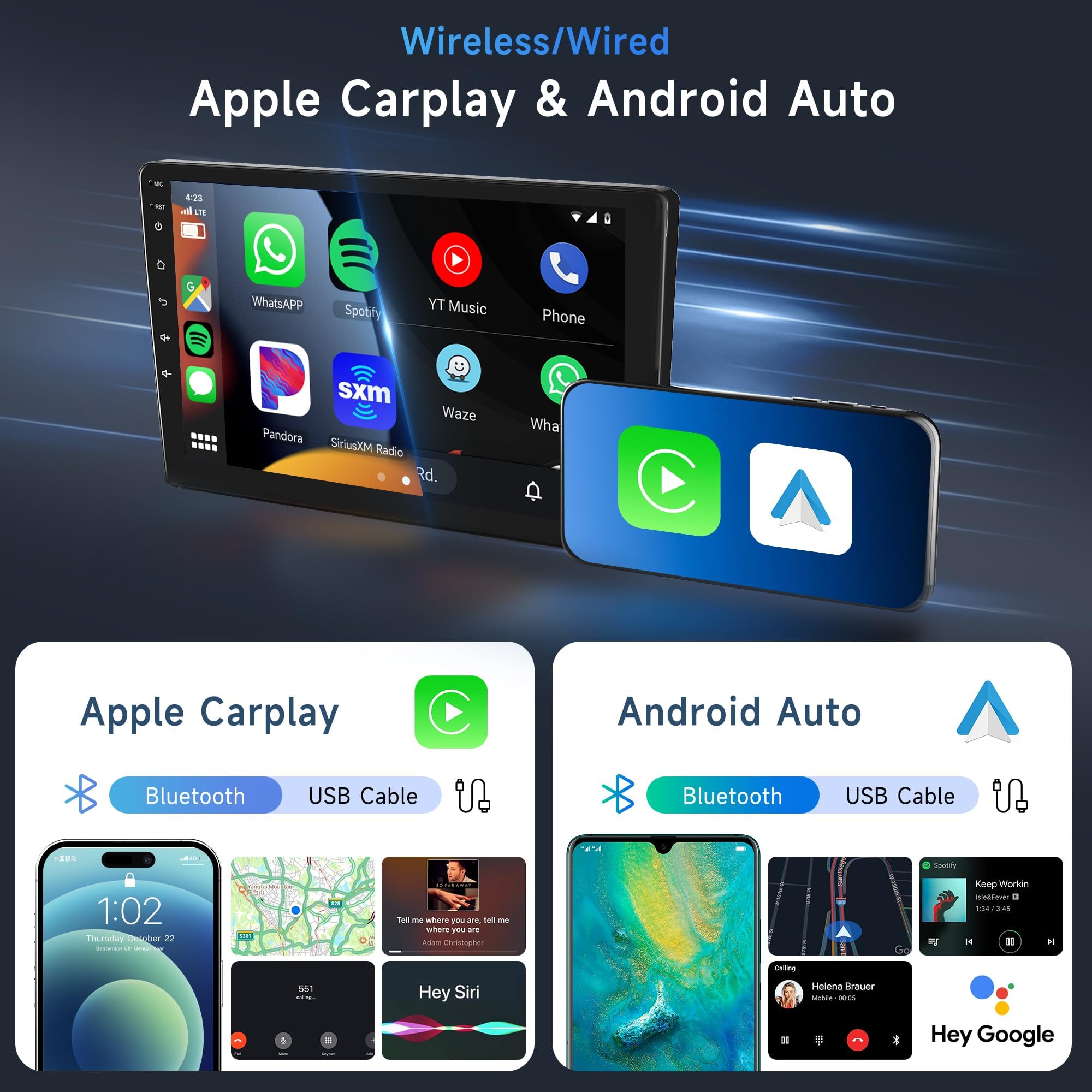 Rimoody 9 Inch Android Car Stereo for Suzuki SX4 2006-2013 - Apple CarPlay & Android Auto, GPS Navigation, Bluetooth, WiFi, FM RDS, HiFi Sound, Steering Wheel Control & Backup Camera - Perfect for Commuting, Road Trips & Hands-Free Driving