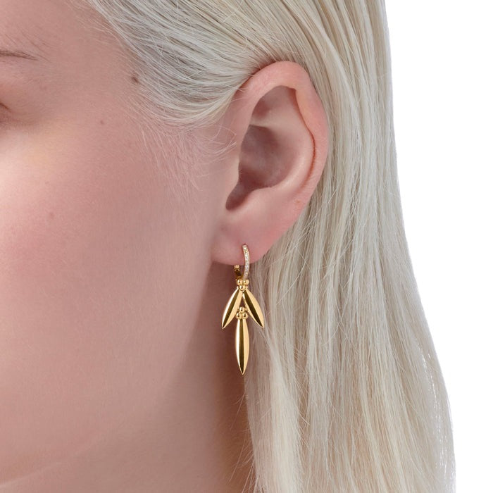 Temple St. Clair Natura Vine Earrings - 18K Gold Plated Leaf Design Dangle Earrings for Women | Perfect for Weddings, Parties & Everyday Elegant Wear