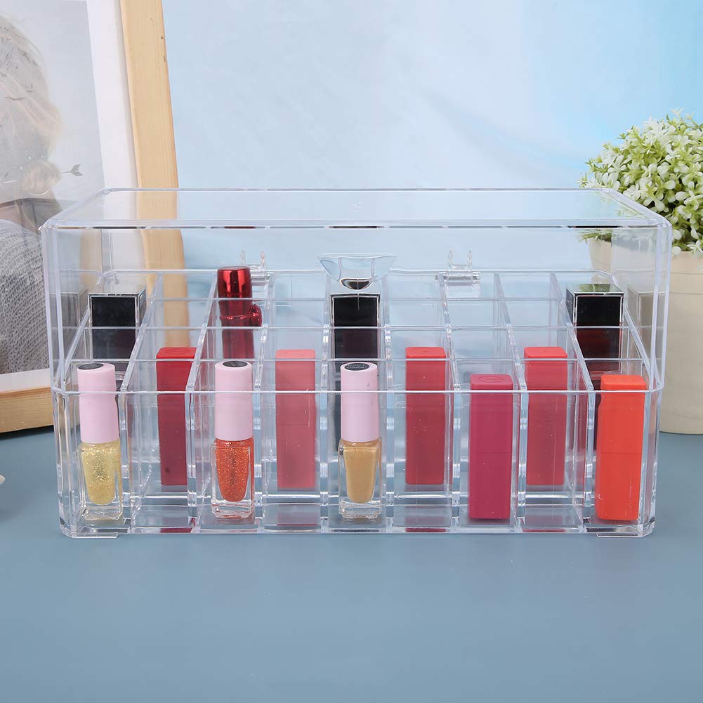 MAVIS LAVEN 36 Grid Clear Makeup Organizer - Dustproof Transparent Cosmetic Storage Case for Lipstick, Jewelry & Makeup Brushes | Perfect for Vanity, Bathroom & Travel Organization