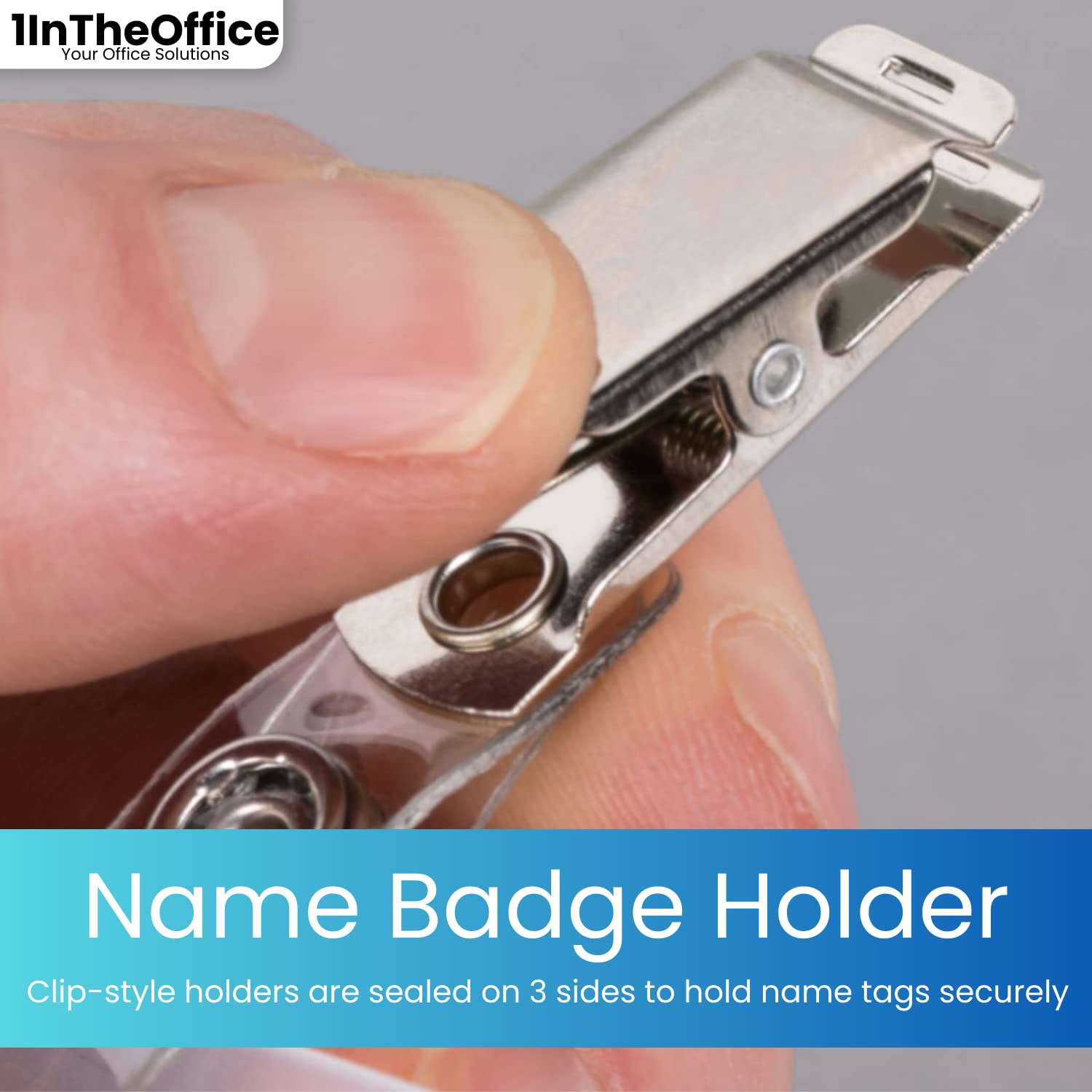 1InTheOffice Horizontal Plastic ID Badge Holder with Clip - 2.25 x 3.5 Inches (50 Pack) - Ideal for Office, Events, Conferences & Security Identification
