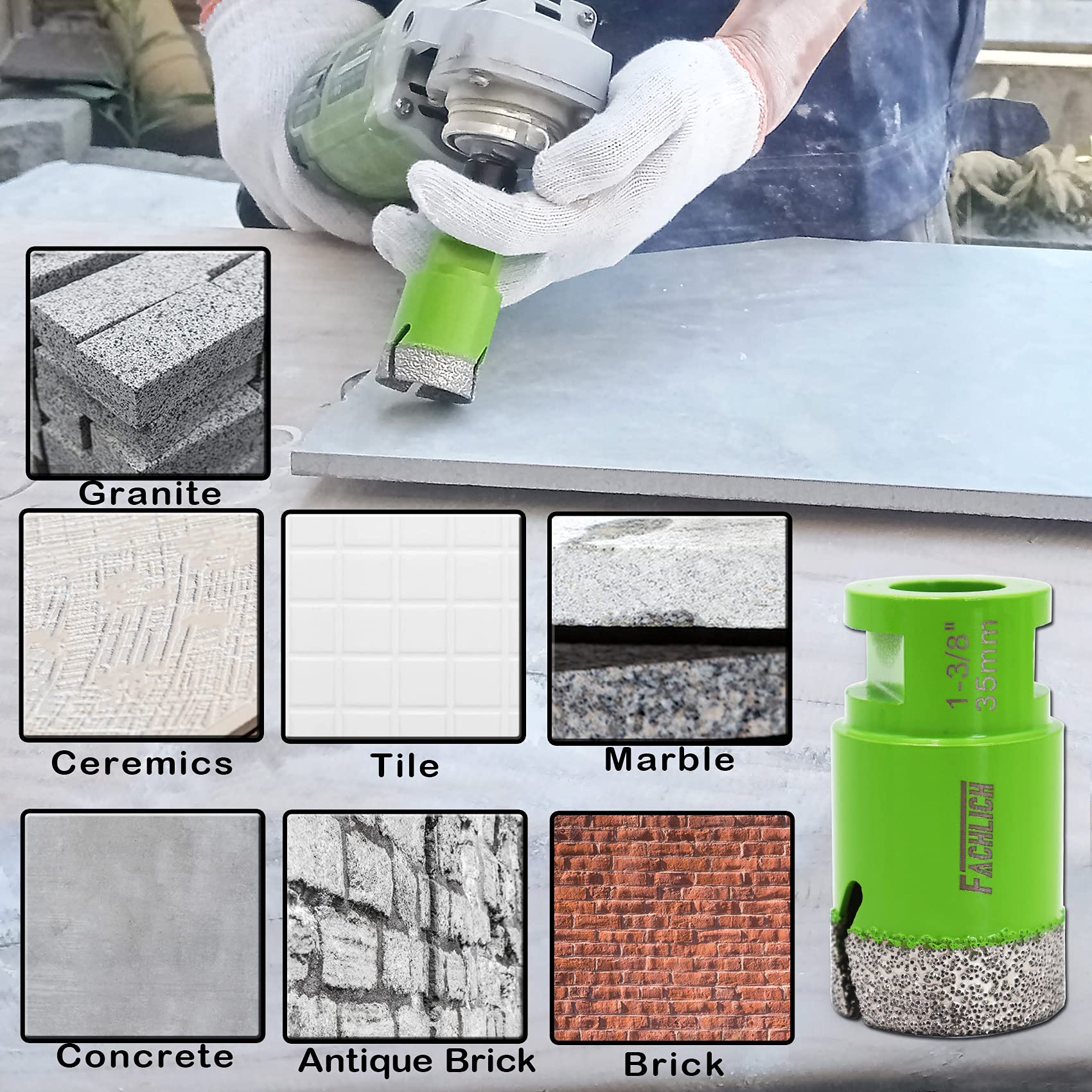 Diamond Core Drill Bit Set - 2pcs 2-2/3 inch (68mm) 5/8-11 Thread Vacuum Brazed Hole Saw for Porcelain Tile, Granite, Marble, Concrete, Masonry & Brick - Perfect for Dry/Wet Drilling in Home Renovation & Construction Projects