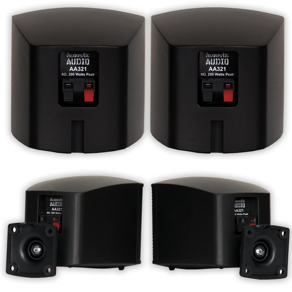 Acoustic Audio AA321B & AA32CB Wall Mountable Indoor Speakers - 7 Piece Home Theater Speaker System for Surround Sound, Movies & Music