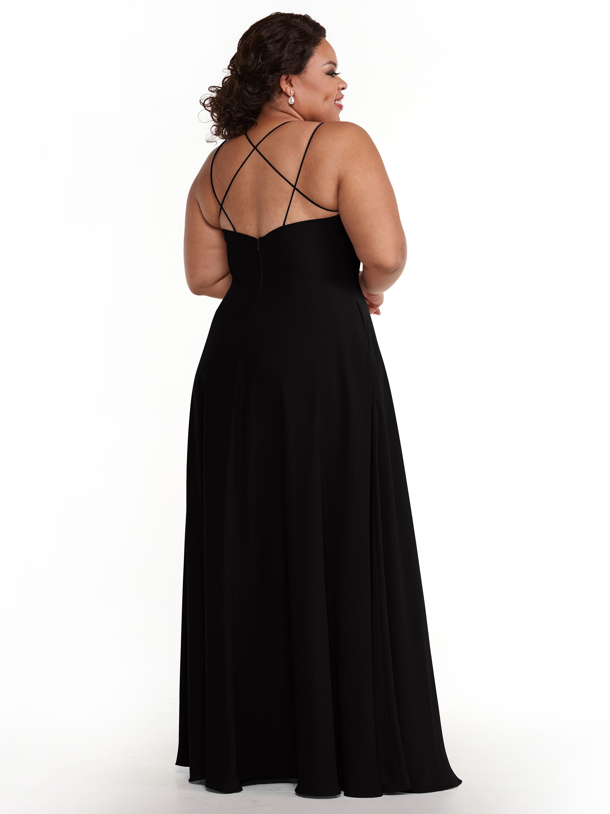 Elegant 83024 Stretch Chiffon A-Line Bridesmaid Dress with Pockets - Perfect for Weddings, Formal Events & Special Occasions