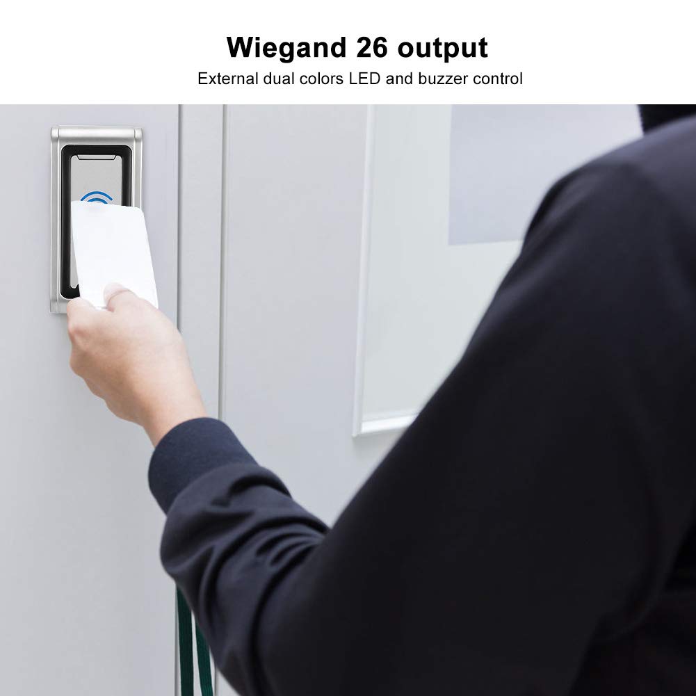125KHz Proximity Card Reader - IP65 Waterproof Metal Door Opener with Wiegand 26 Output for Secure Access Control Systems | Ideal for Office Buildings, Hotels, and Smart Home Entry Systems
