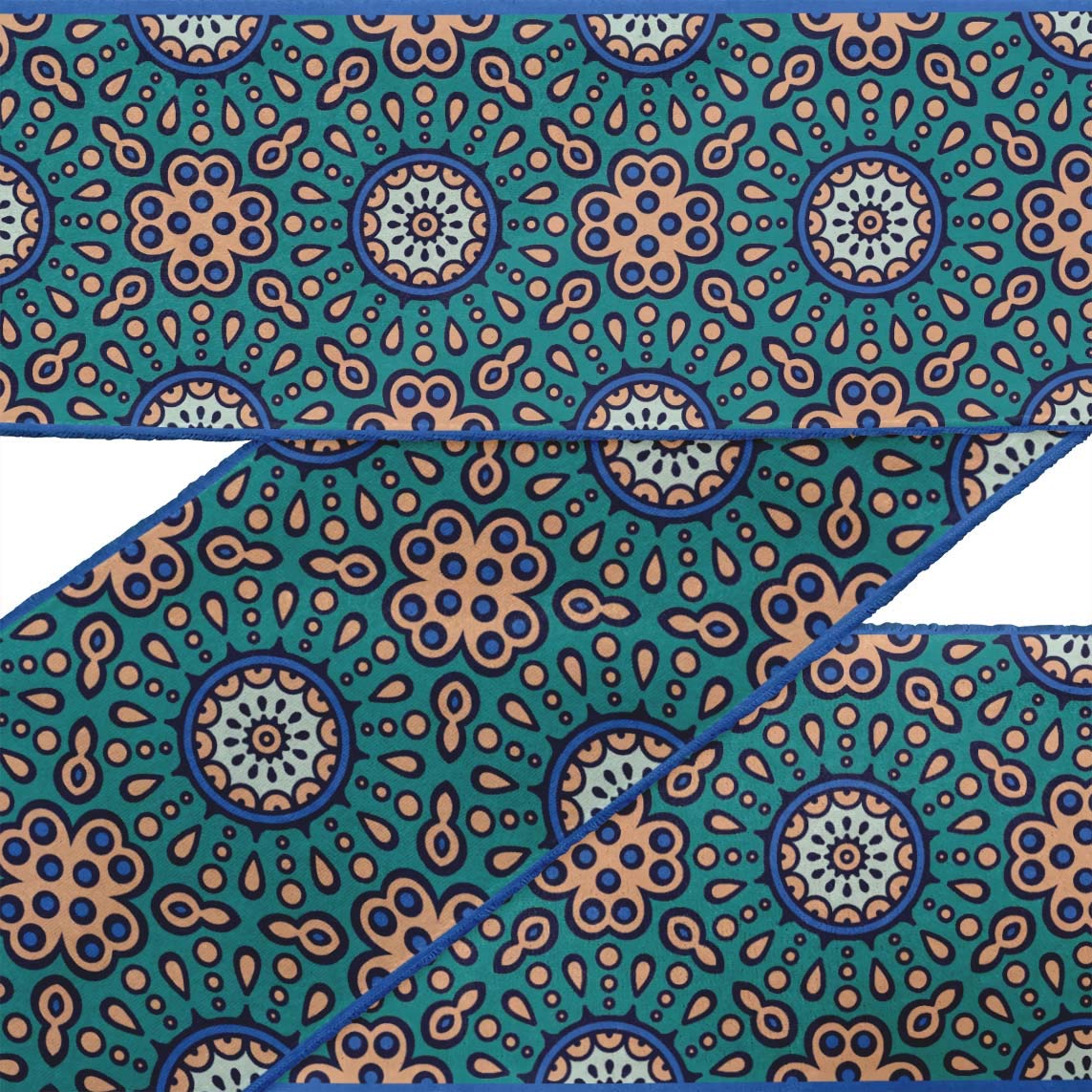 Green Artistic Flower Mandala Printed Ribbon Trim - 9 Yard Dupion Fabric Lace for Crafts, Sewing Accessories (2 Inches Wide) - Perfect for DIY Projects, Home Decor, and Fashion Design