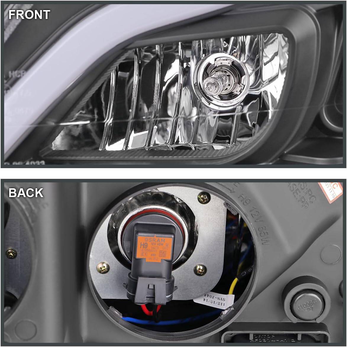 2012-2014 Mercedes Benz W204 C Class LED Headlights - Switchback Sequential LED Bar Projector Headlamps with Matte Black Housing & Clear Lens - Upgrade for Night Driving & Enhanced Style