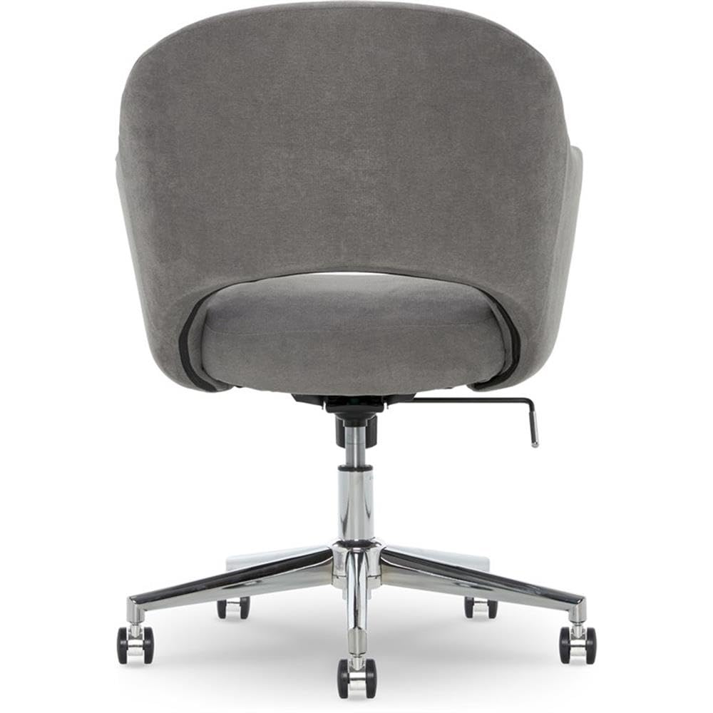 Allora Modern Swivel Office Desk Chair - Height Adjustable Ergonomic Rolling Chair with Upholstered Seat & Metal Base for Home Office, Study Room & Conference Meetings (Grey) - Perfect for Remote Work, Online Classes & Long Computer Sessions