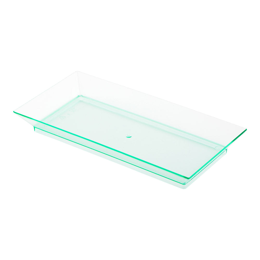 100-Pack Rectangle Seagreen Plastic Plates & 100-Pack Silver Mini Plastic Forks - Perfect for Parties, Picnics, BBQs, and Outdoor Events