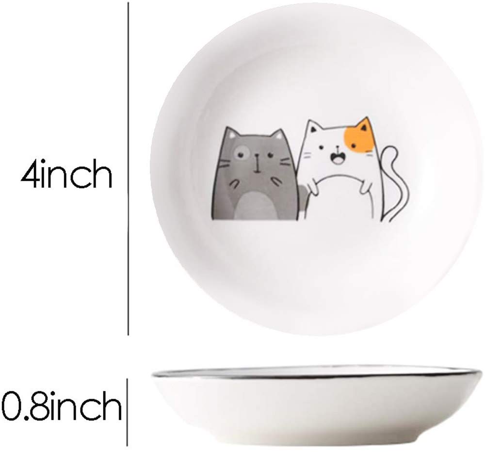 4-Piece Ceramic Cat-Shaped Condiment Dishes - Perfect for Sauces, Dips & Appetizers - Cute Pet-Themed Serving Plates for Dinner Parties & Home Decor
