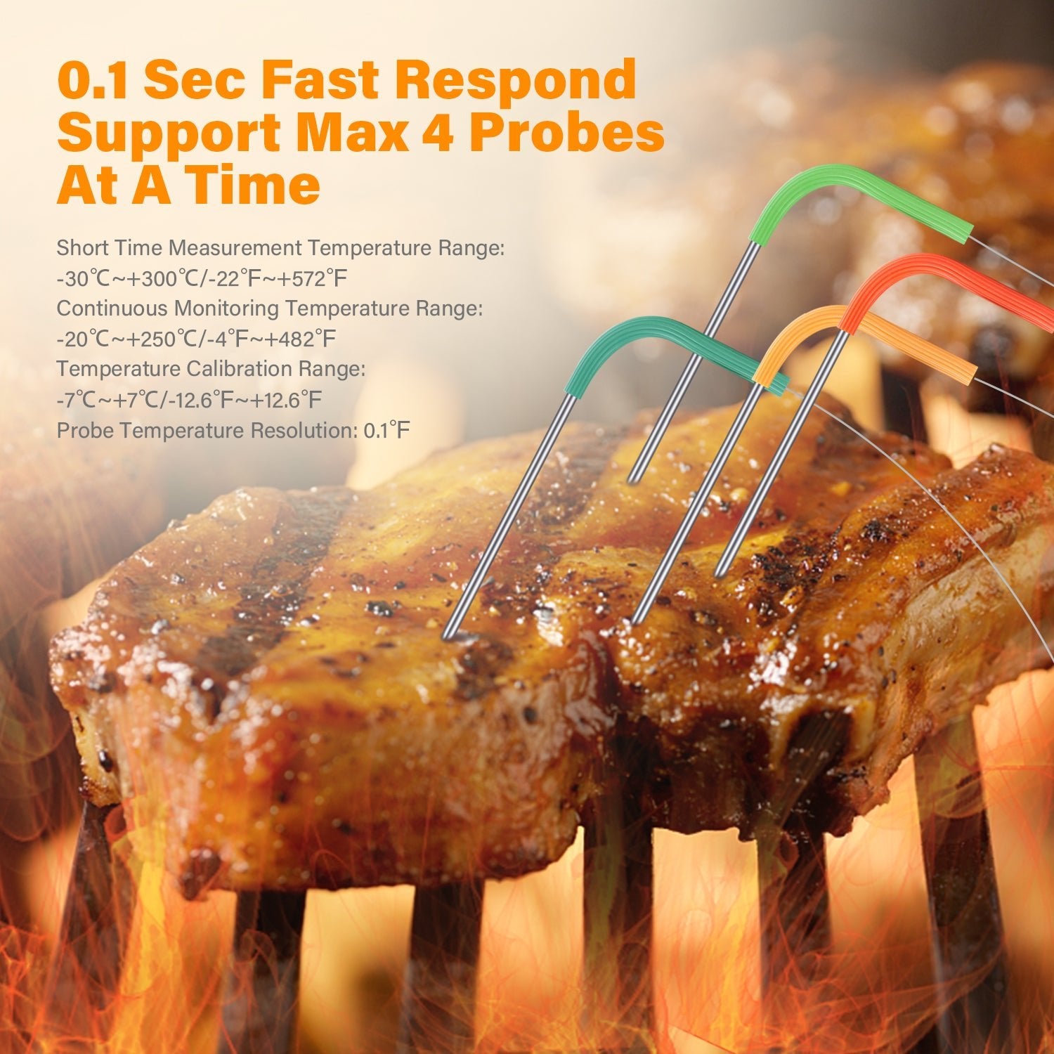 iBBQ 4BW Wireless Smart Meat Thermometer with WiFi & Bluetooth - Perfect for Grilling, Smoking, and BBQ Cooking at Home or Outdoor
