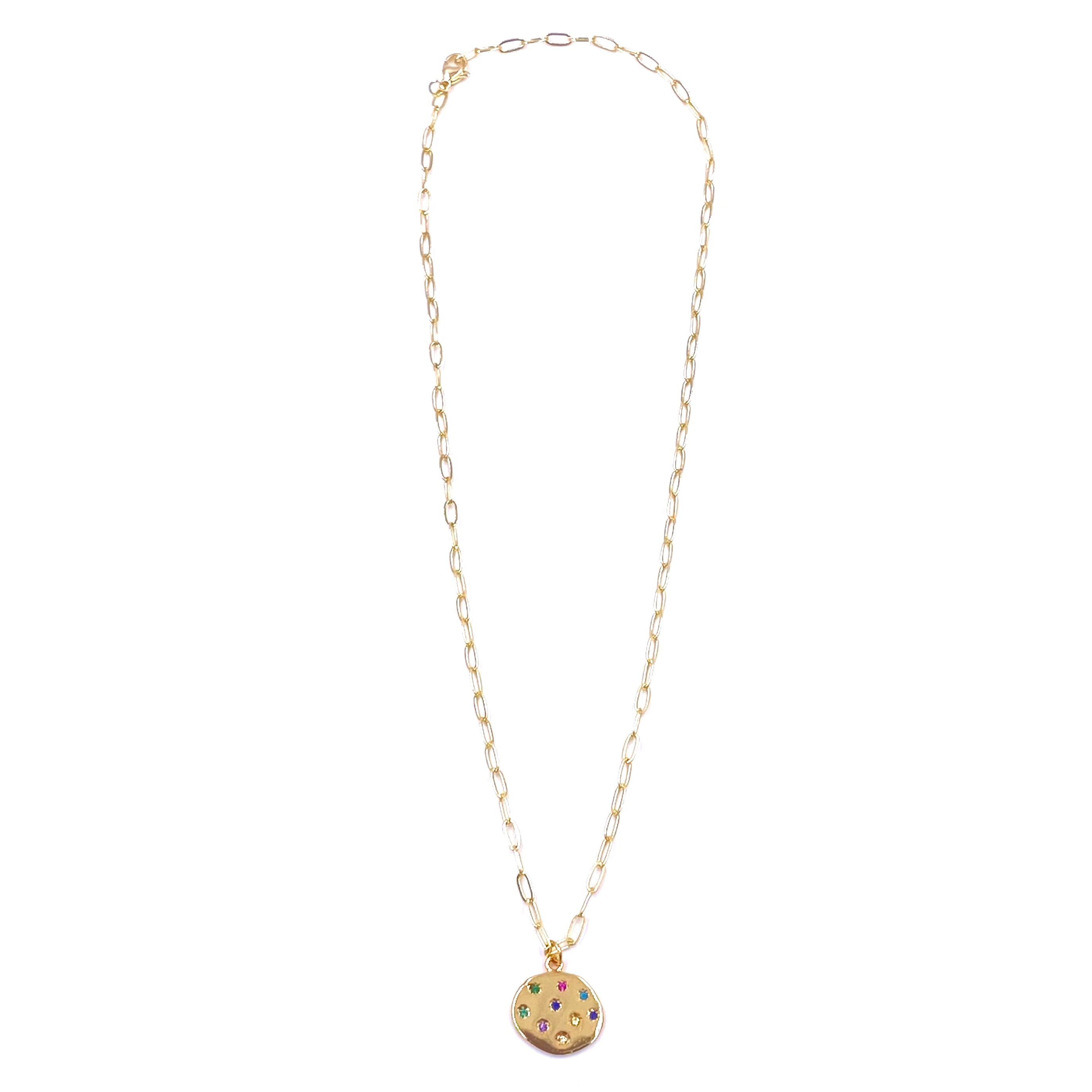 Ashley Gold Stainless Steel Gold Plated Cubic Zirconia Disc Pendant Necklace for Women - Elegant Jewelry Gift for Birthday, Anniversary & Special Occasions