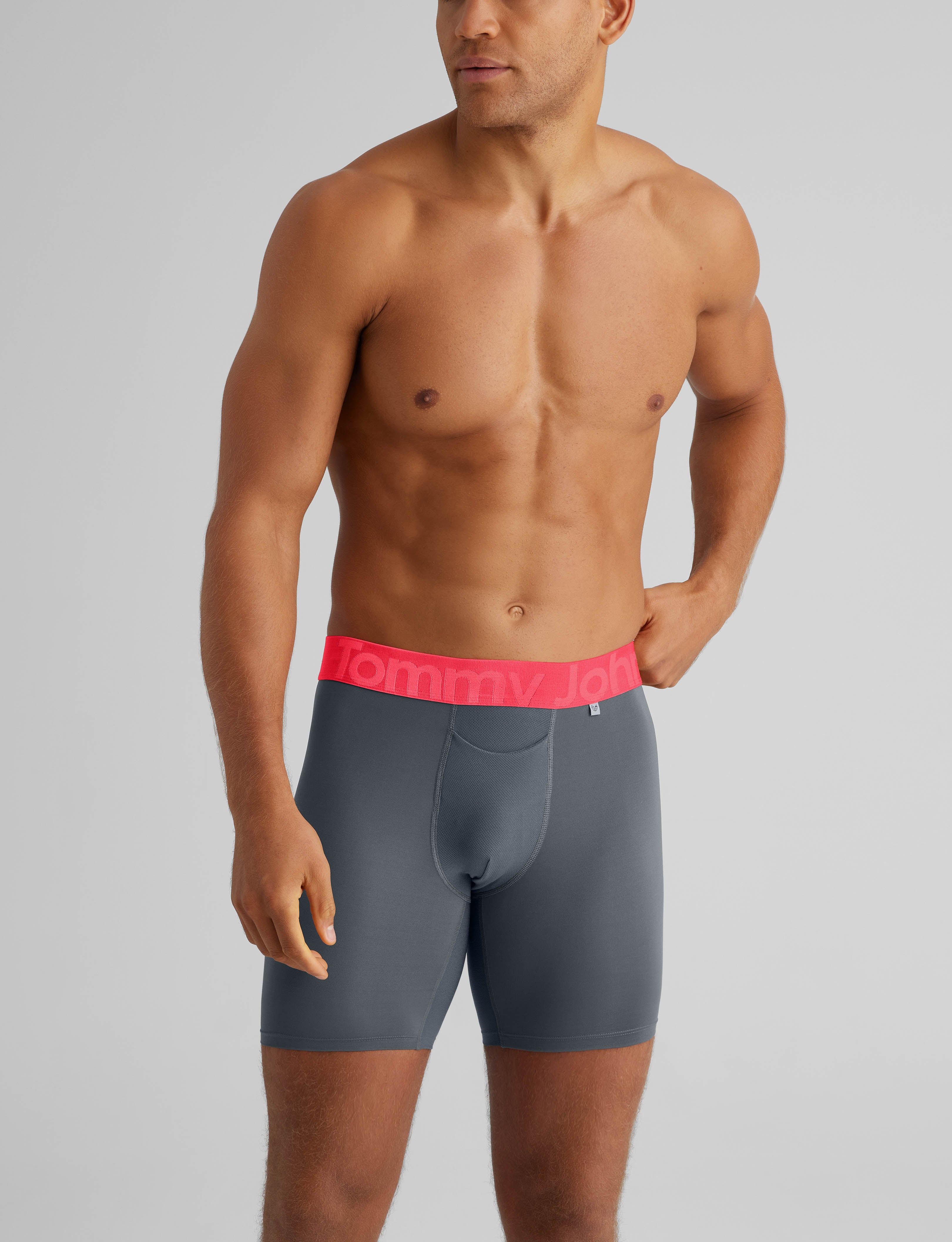360 Sport Mid Length Boxer Briefs - 6 Pack Moisture Wicking Men's Underwear for Running, Gym & Active Lifestyle
