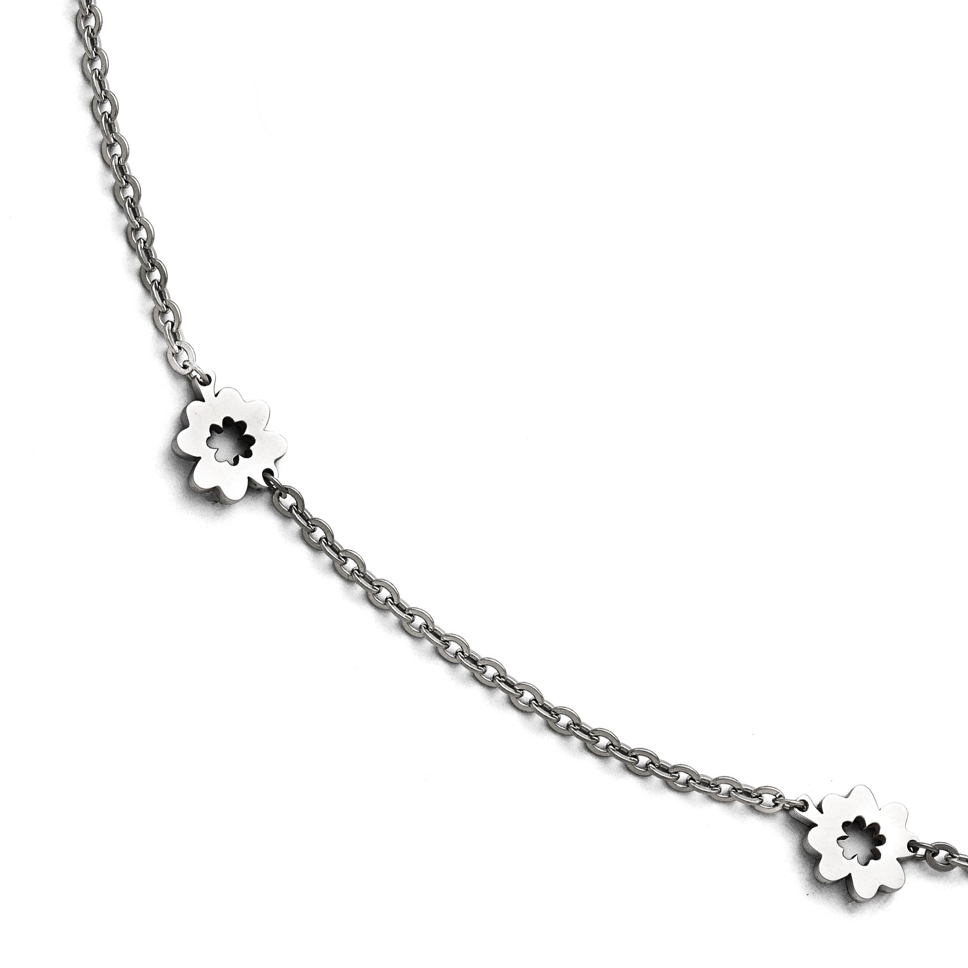 Elegant Stainless Steel Polished Flower Anklet with 1 Inch Extension - Perfect for Beach Vacations, Summer Outfits & Boho Fashion