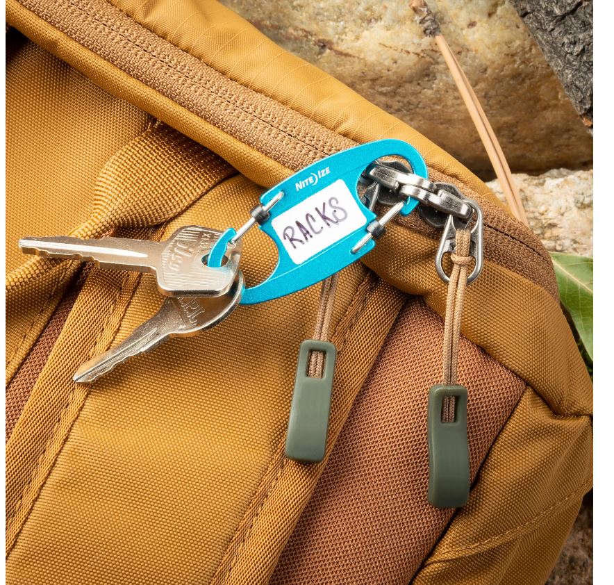 Nite Ize Identikey Slidelock Dual Carabiner Keychain Holder - 2 Pack for Keys, ID Badges & Everyday Carry (EDC) - Perfect for Hiking, Camping, Work & Travel Accessories