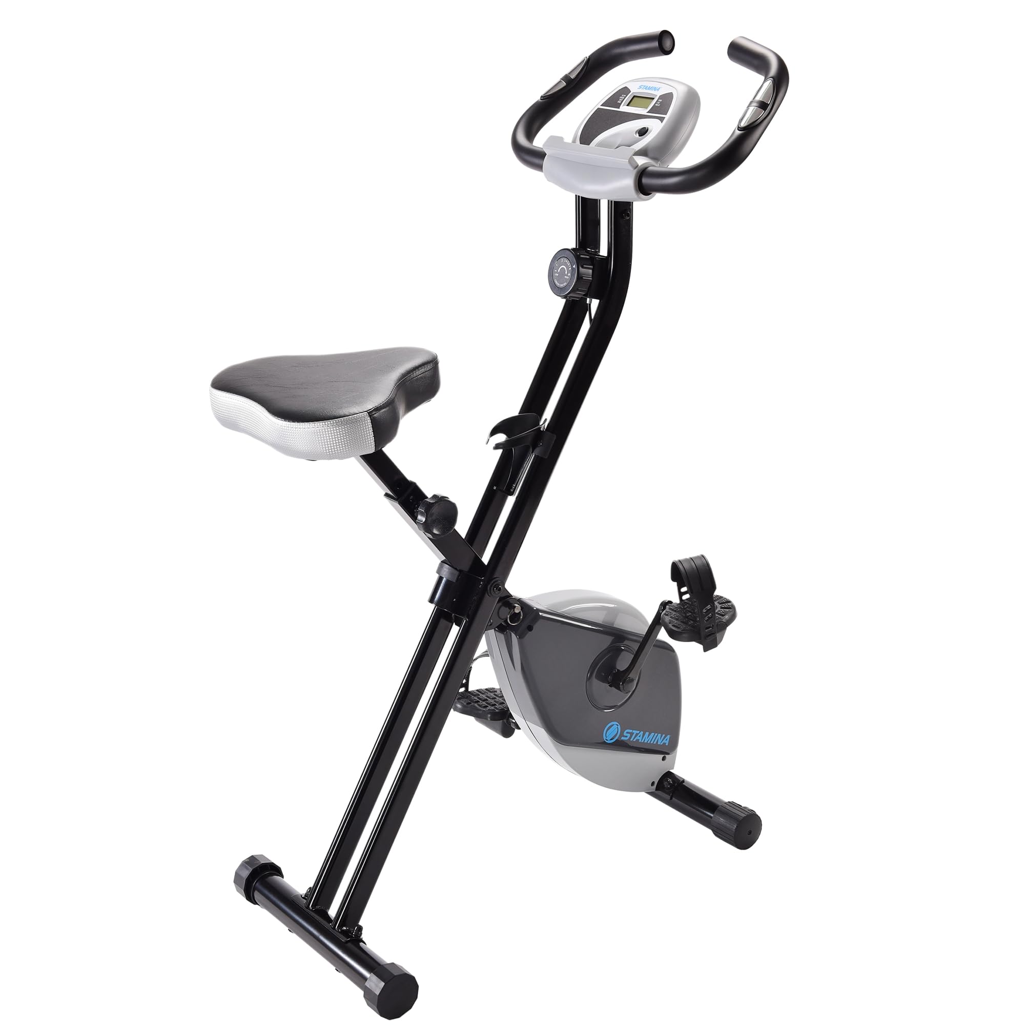 Stamina 182 Folding Exercise Bike - Foldable Stationary Bike for Home Workouts with Smart Fitness App, 250 lbs Weight Capacity - Perfect for Small Spaces, Cardio Training & Indoor Cycling (Black)