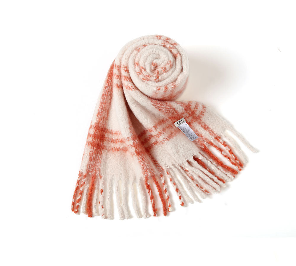 TARRAMARRA® Soft Checked Fringed Scarf - Women's Lightweight Plaid Wrap Shawl for Fall & Winter Fashion | Perfect for Office, Travel, and Casual Outfits
