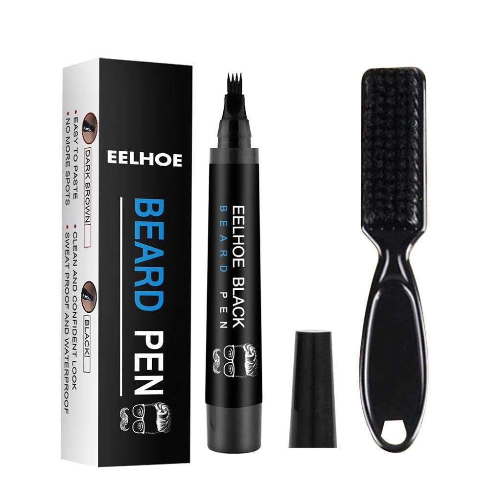 Men's Beard Filling Pen - Waterproof Beard Pencil & Coloring Pen for Gaps & Patchy Beards | Natural Grey Shade | Perfect for Daily Use, Cosplay & Special Events