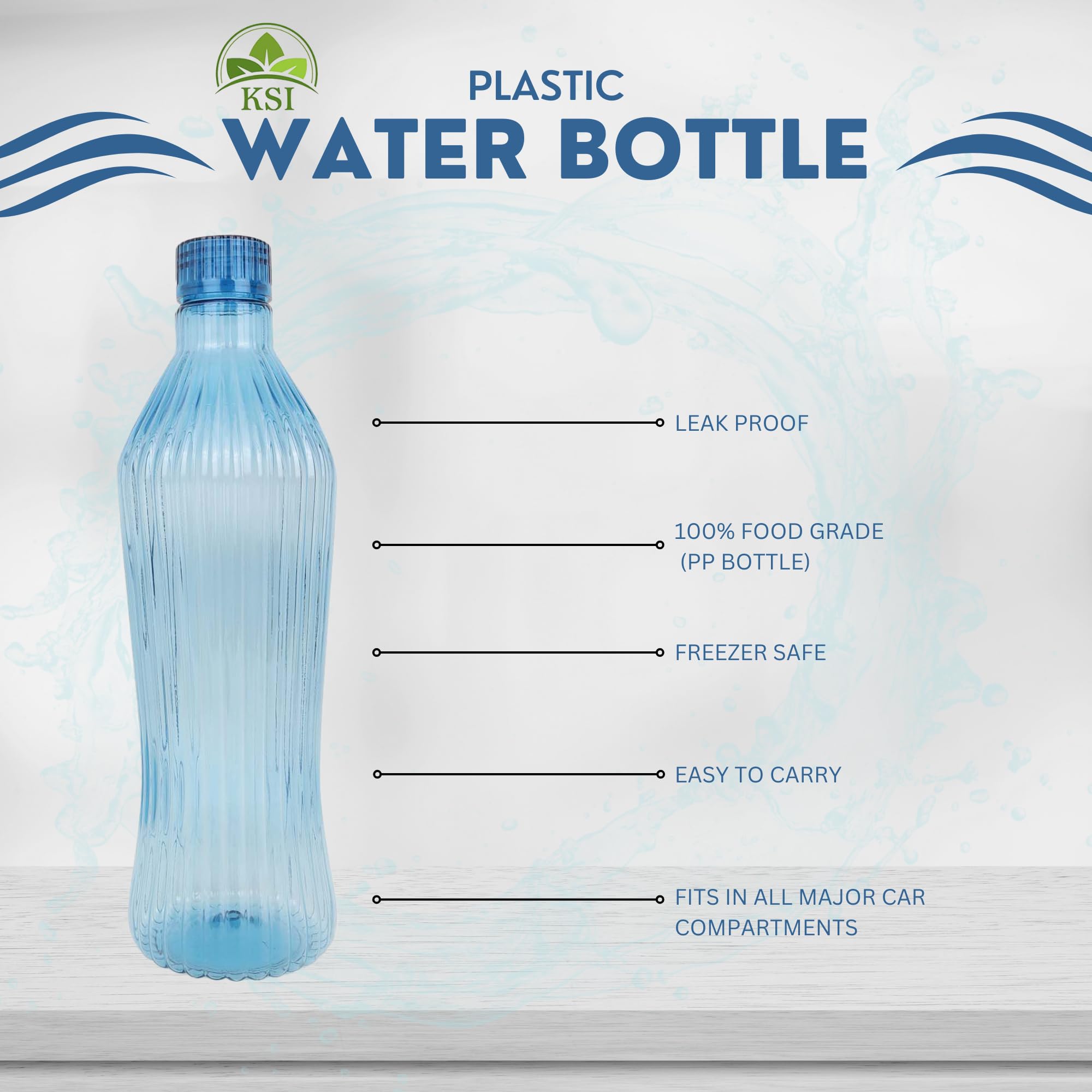 KSI BPA-Free Plastic Water Bottles 1000ml (34oz) - Leakproof, Food-Grade, Lightweight & Durable - 2-Pack Set for Gym, Office, Hiking & Outdoor Activities