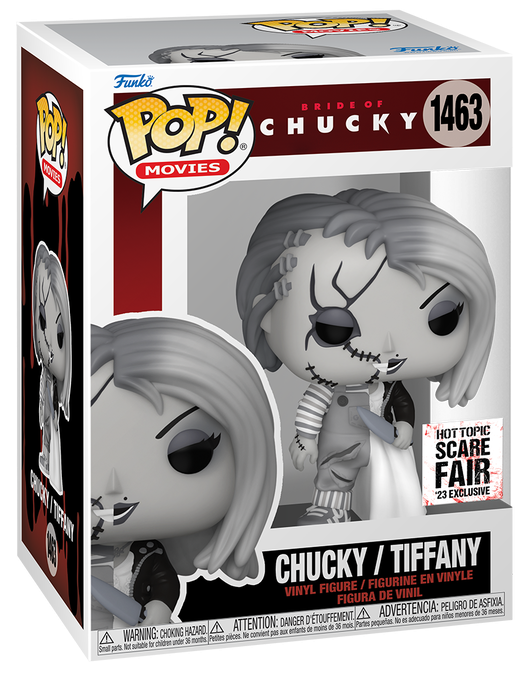 Bride Of Chucky Pop! Movies Chucky and Tiffany Vinyl Figure #1463 - Horror Movie Collectible for Fans, Perfect for Display and Gifts