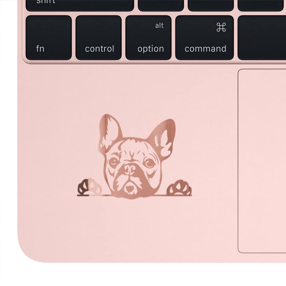 Premium Waterproof Vinyl Decal Stickers - Funny French Bulldog Peeking Tongue (Rose Gold, Set of 2) for Laptop, Phone, Helmet, Car Window, Cup & Wall Decor | Cute Pet Accessories for Dog Lovers & Home Office Decoration