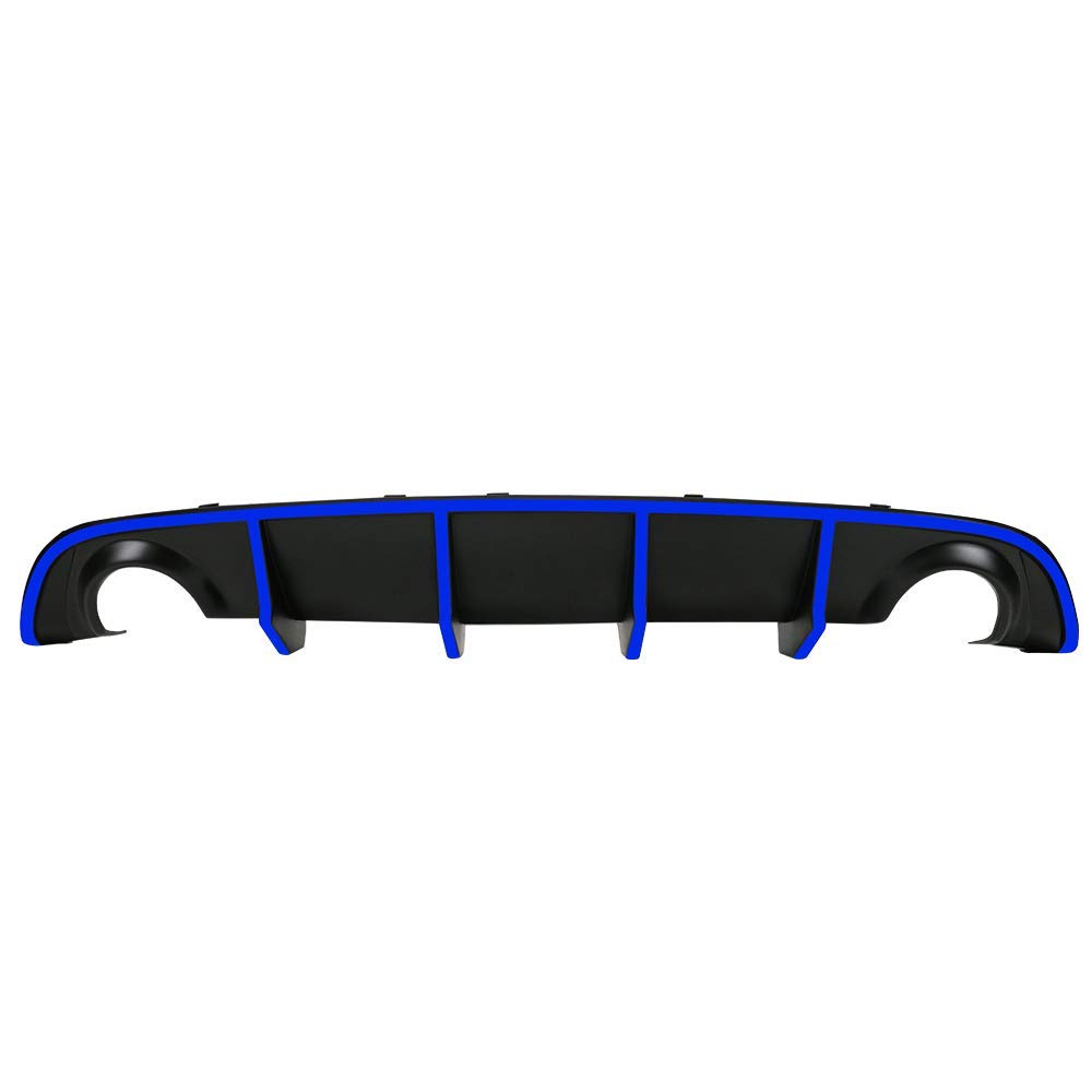 IKON MOTORSPORTS V2 Style Rear Diffuser with Blue Reflective Tape - Compatible with 2015-2023 Dodge Charger SRT | Aggressive Styling Upgrade for Street Racing & Car Shows