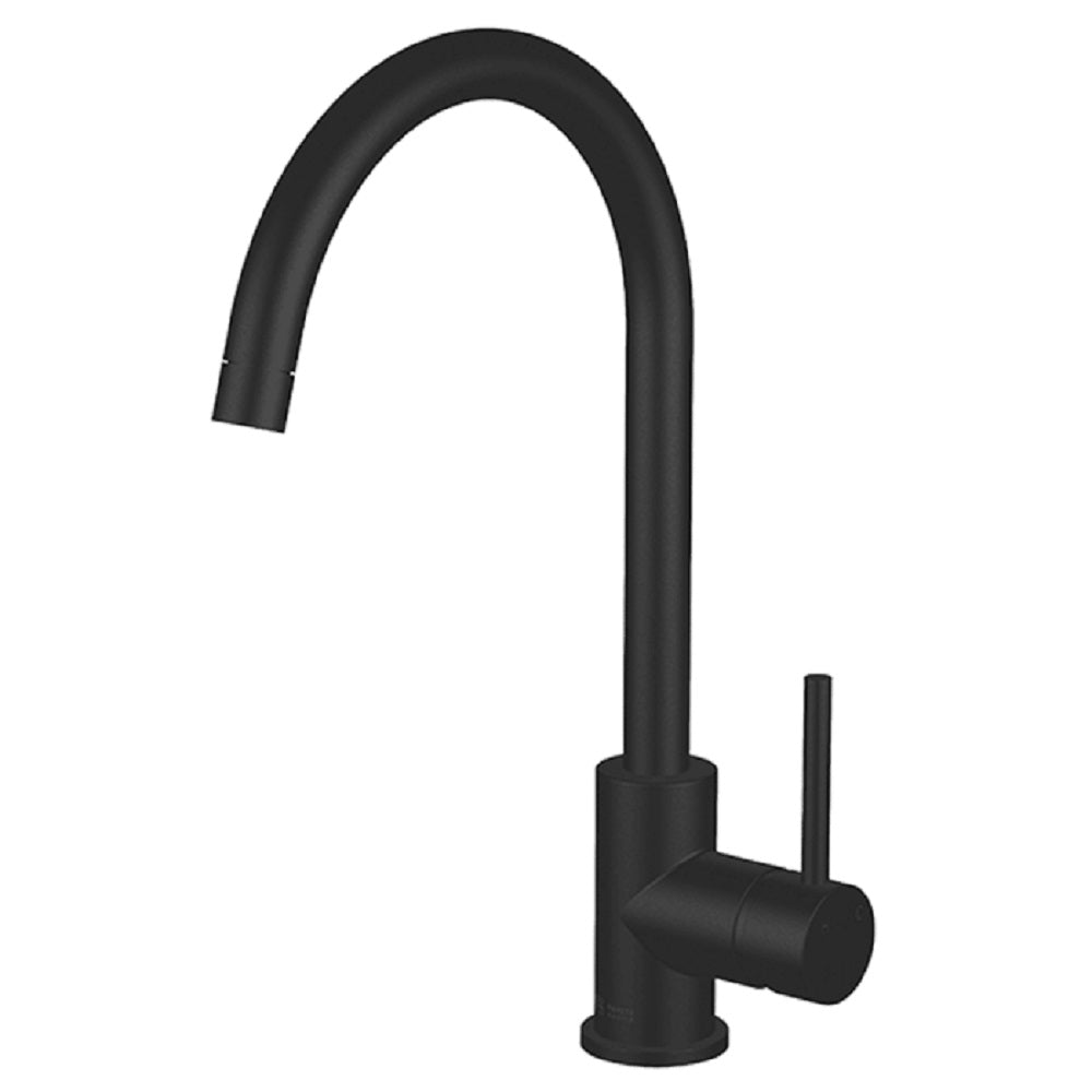 Abey Lucia Premium Gooseneck Mixer with Side Lever - Black (3K4 B) - Perfect for Espresso, Pour Over Coffee, and Tea Brewing at Home or Cafe