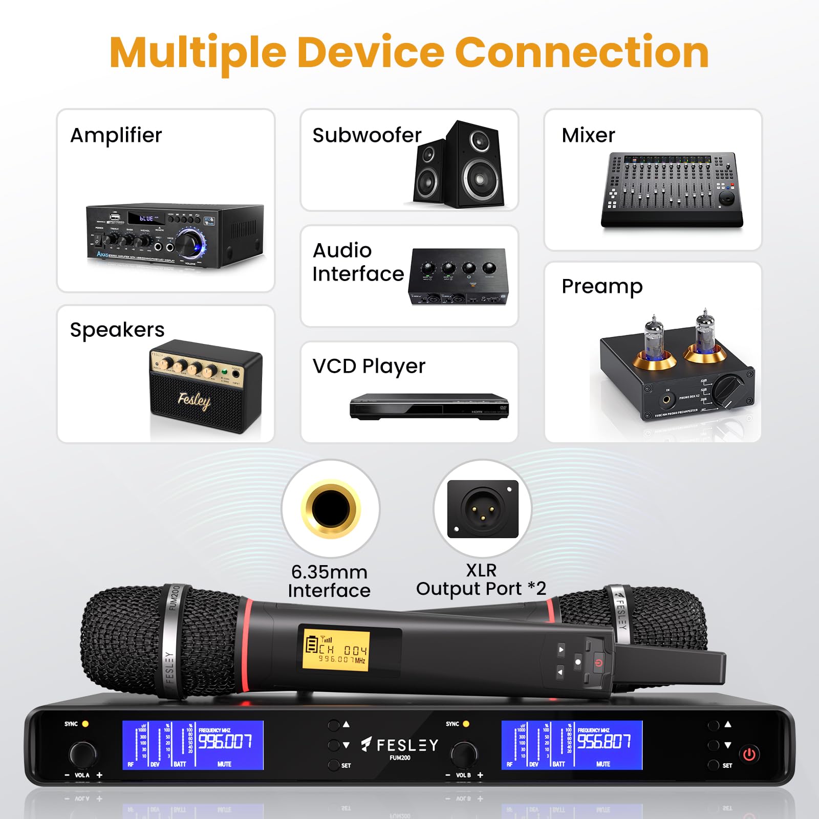 Professional Wireless Microphone System - 500ft UHF Range Handheld Dynamic Mic with Auto Scan Receiver | Ideal for Karaoke, Church, Wedding & Live Performances | Crystal Clear Sound for Singers, Speakers & Performers