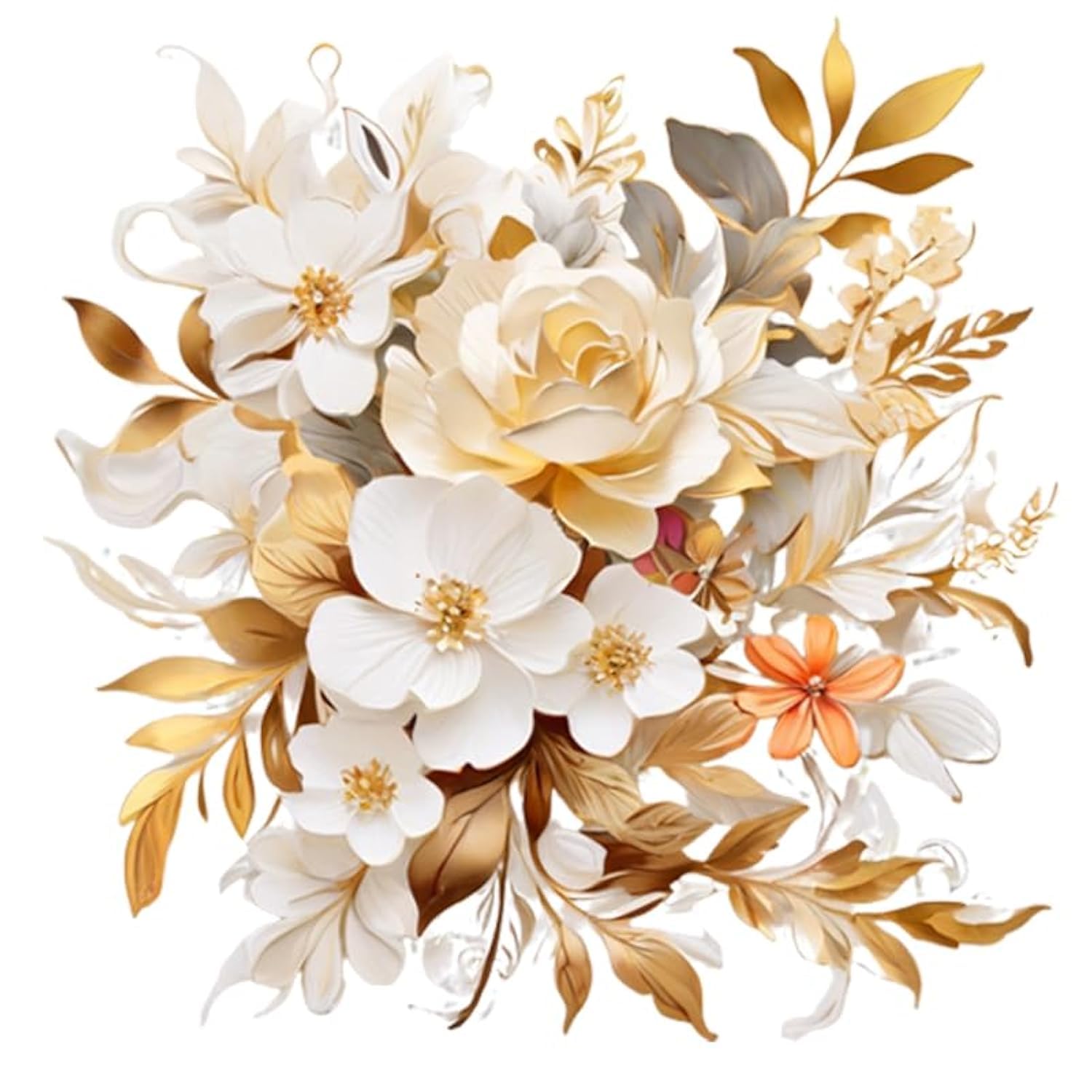 Golden & Colorful Toilet Cover Stickers - Fish, Bird, Flower & Leaf Design | Waterproof Bathroom Decals for Toilet Lid, Tank & Cistern | Self-Adhesive Wall Stickers for Home Decor (White) | Perfect for Bathroom Makeover & DIY Home Improvement Projects
