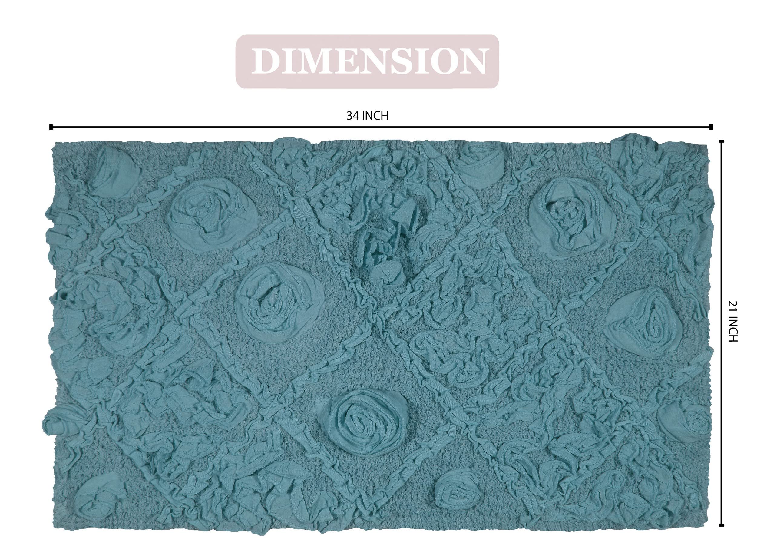 Home Weavers Modesto 100% Cotton Bath Rug Set - Ultra Soft & Absorbent Non-Slip Bathroom Mat, Washable Kitchen Floor Rug (21