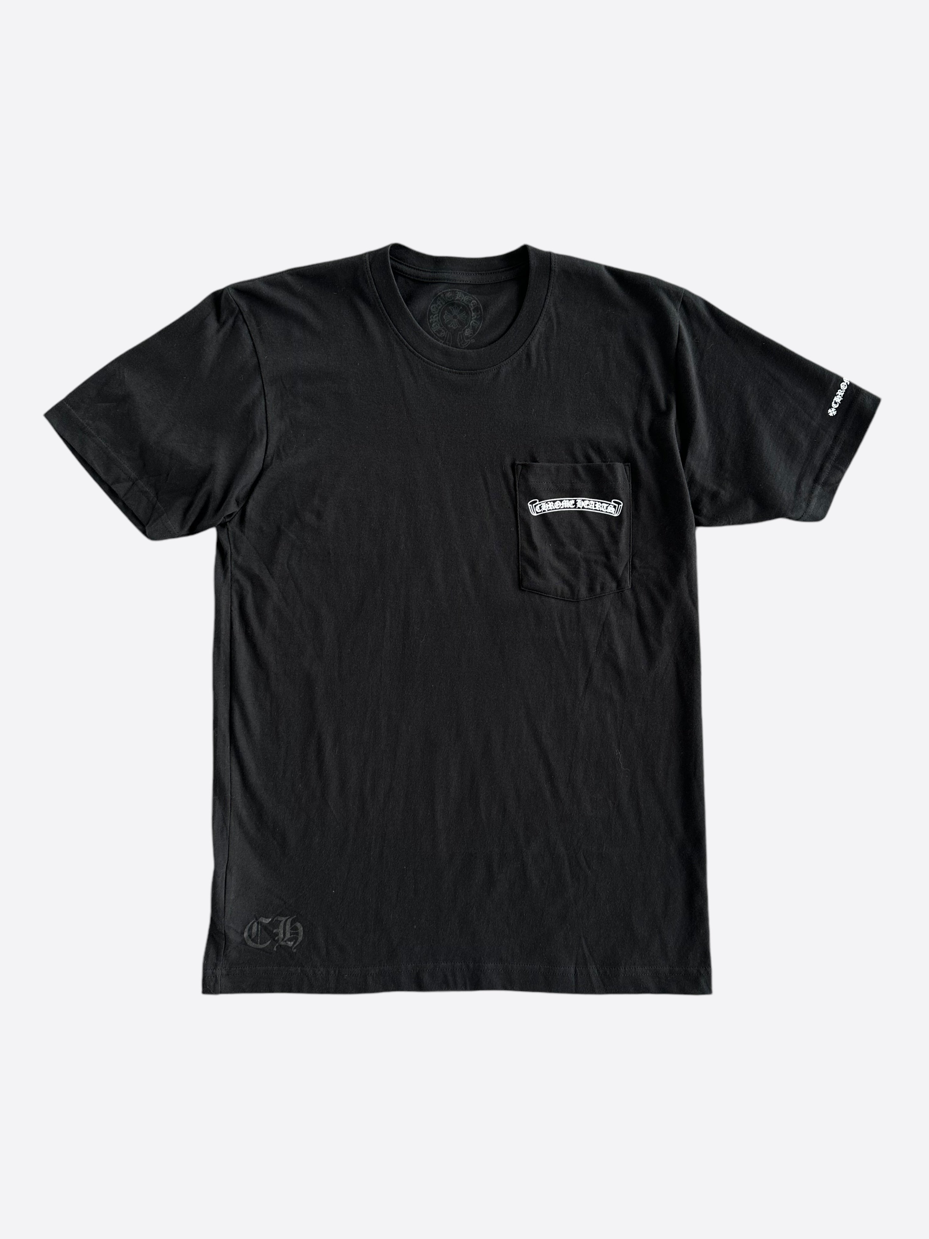 Chrome Hearts Black & White Scroll Logo T-Shirt for Men | Gothic Streetwear Fashion | Perfect for Concerts, Parties & Casual Outfits