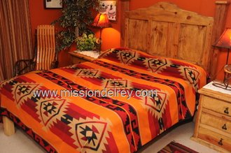 Western Ranch Blanket Bedspread - Yavapai Pattern Queen Size Southwestern Throw for Bed, Couch & Outdoor Use - Cozy Warm Decor for Cabin, RV & Camping