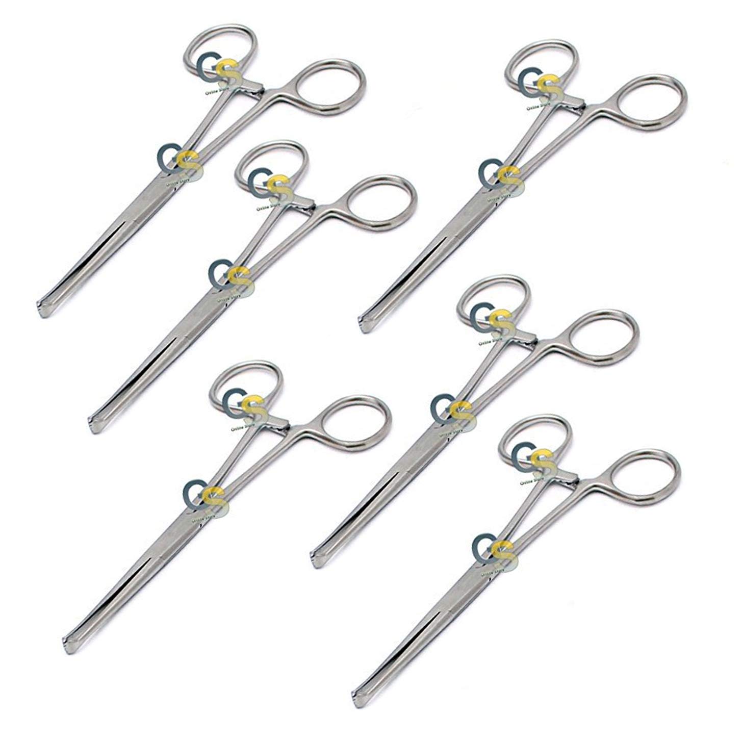 6 Packs Stainless Steel Allis Tissue Forceps with 4x5 Teeth, 6 Inch - Surgical Clamps for Medical, Veterinary, and First Aid Use