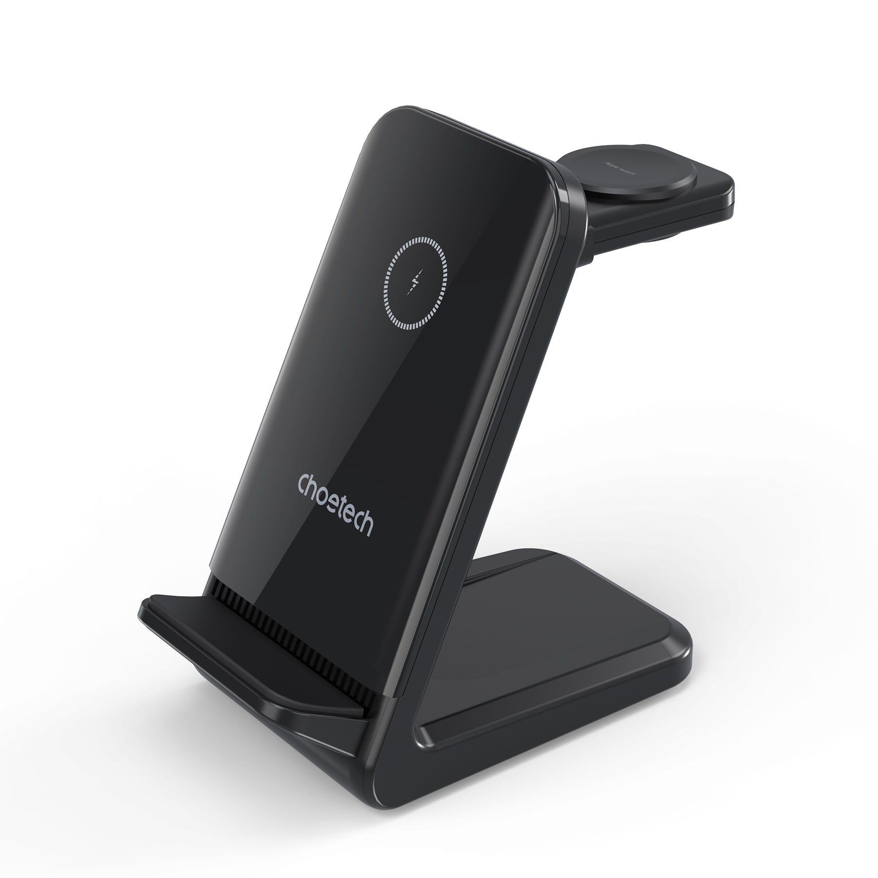 CHOETECH T608-F 3-in-1 Fast Wireless Charging Station - 15W Qi-Certified Charger for iPhone 15/14/13/12, Galaxy S23/S22, AirPods Pro - Nightstand Charging Dock for Bedroom, Office & Travel