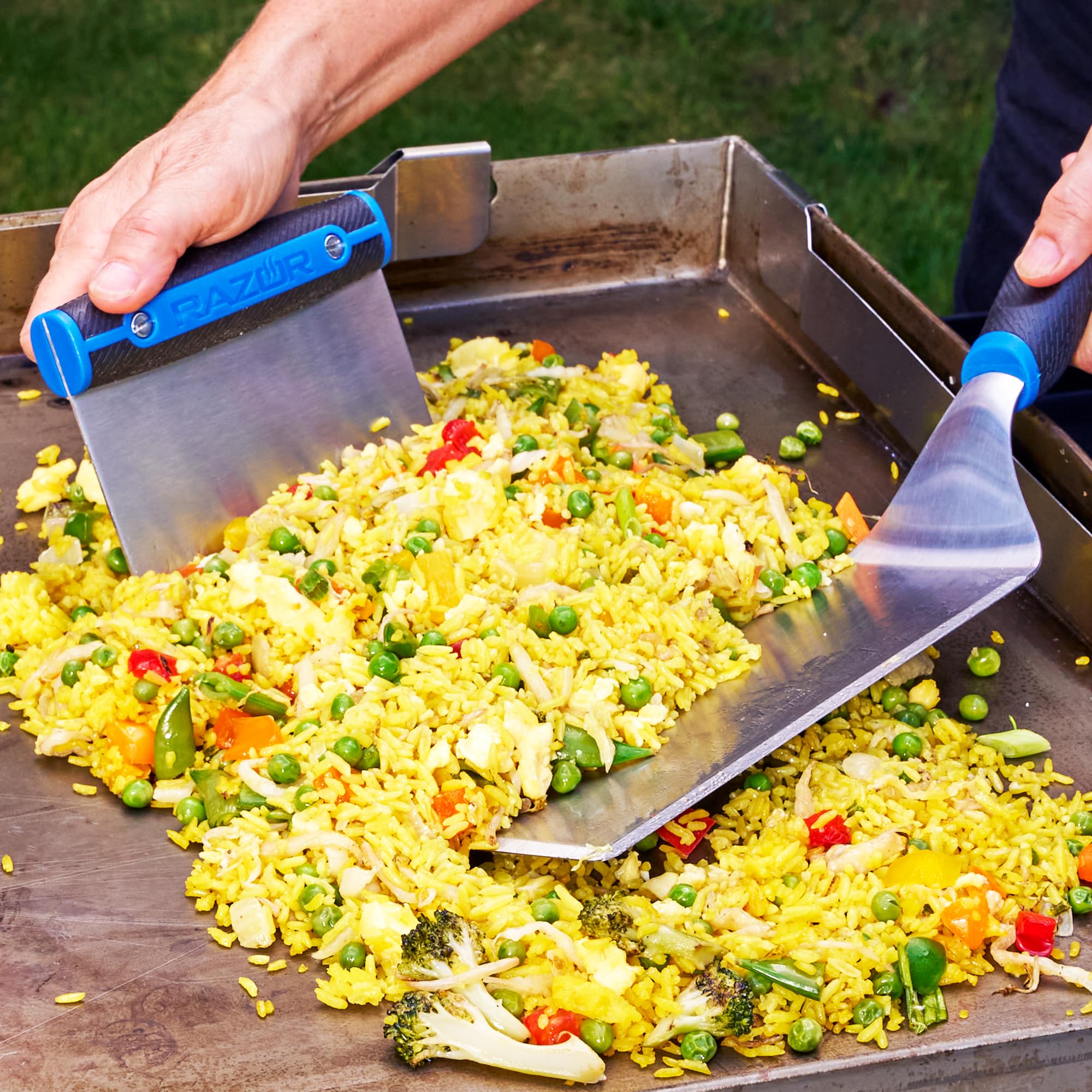 RAZOR Griddle Chopper and Scraper 08805RZ - Ultimate Camp Cooking Tool for Blackstone Griddles | Perfect for Outdoor Cooking, Camping & Backyard BBQs